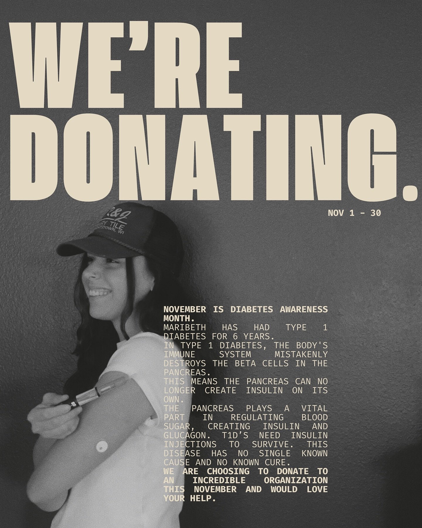 alright team &mdash; sit down lock in cause we got lots of info for you. 🪑
November is national diabetes awareness month. For those who don&rsquo;t know, Type 1 Diabetes is our everyday. It&rsquo;s an autoimmune disease that doesn&rsquo;t allow for 