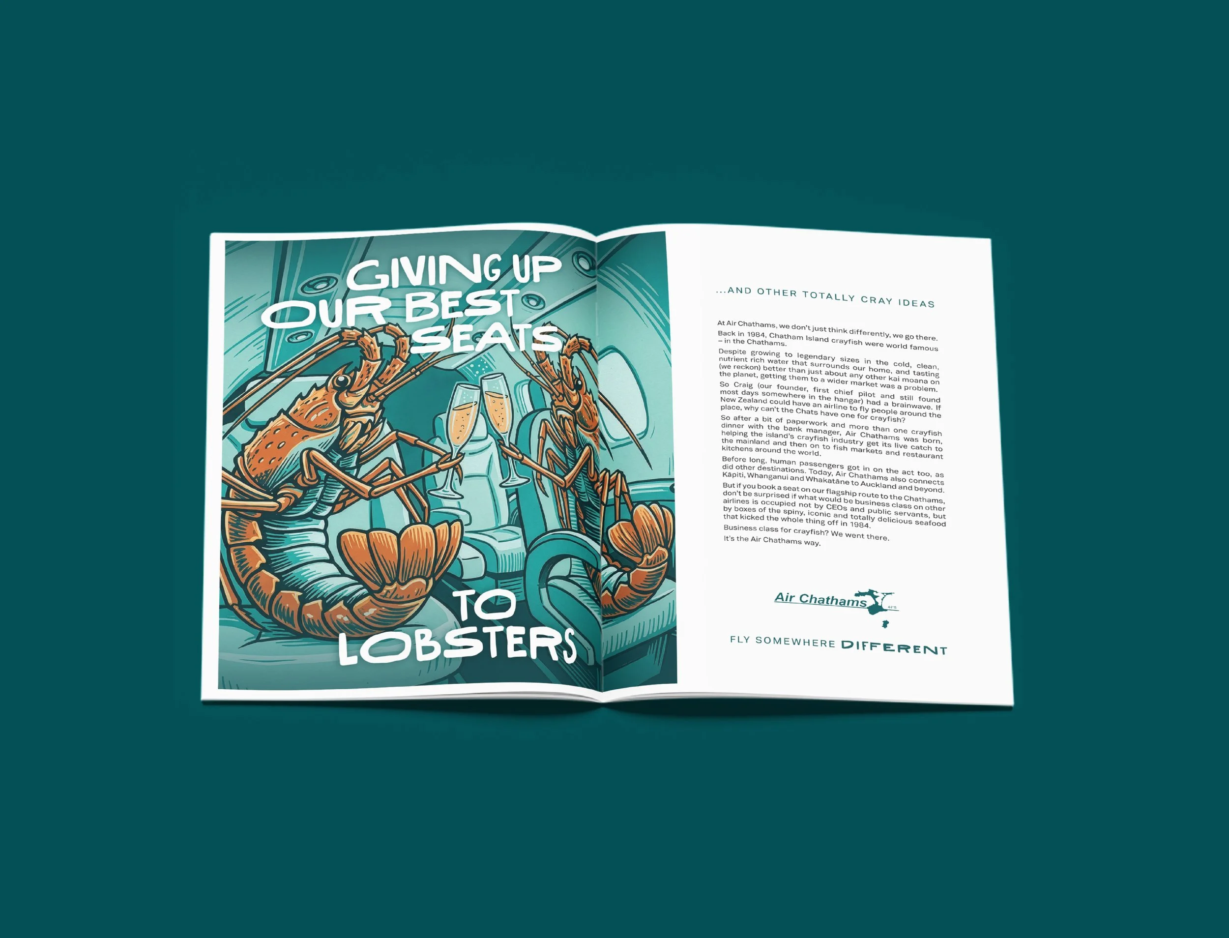 Air Chathams magazine crafish ad visual