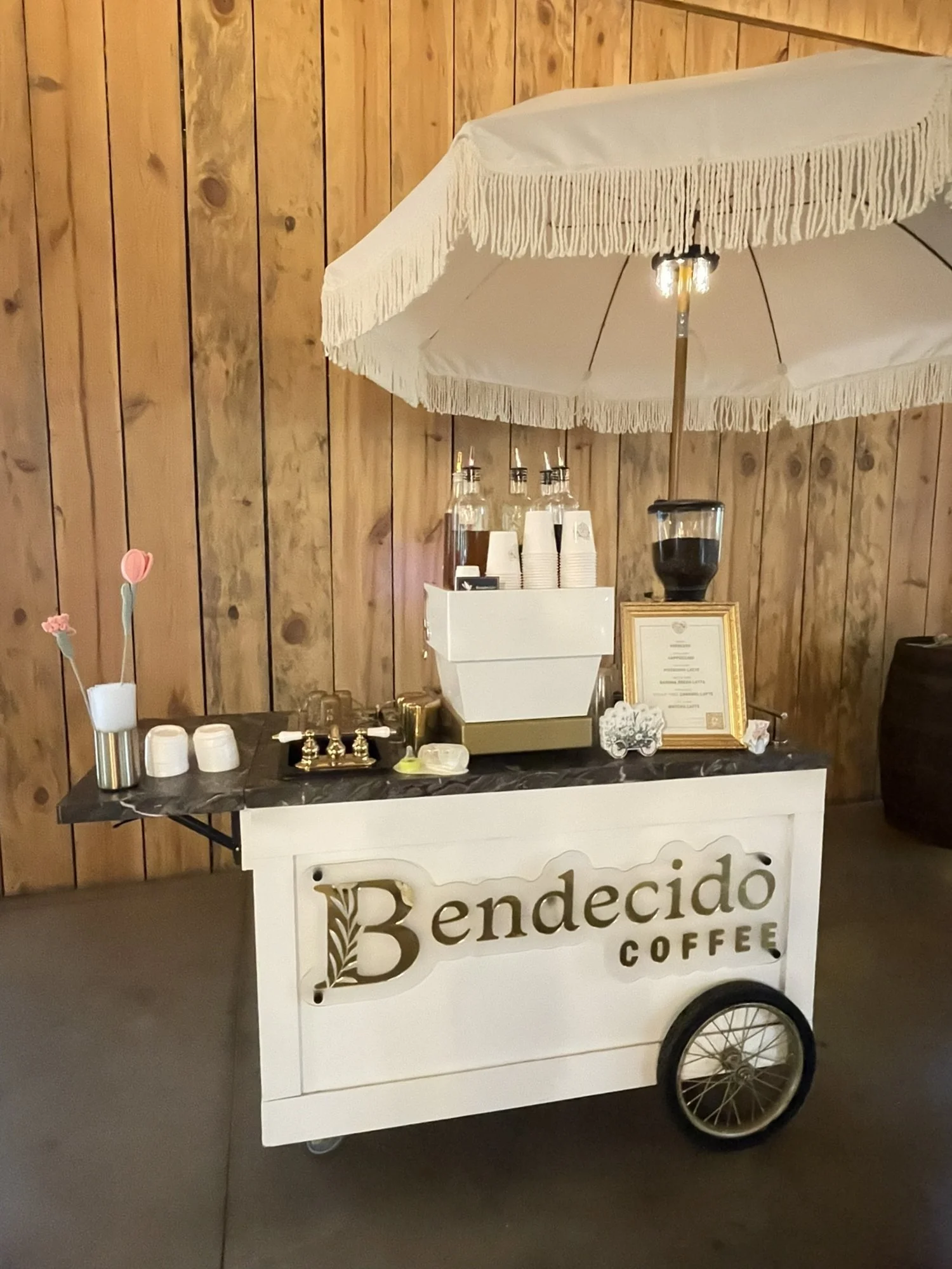 Bendecido Coffee espresso cart at The Barn at Jewel Farms