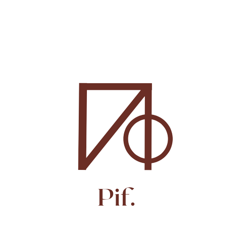 Stylized logo with a diagonal line and a circle, with the text 'Pif.' beneath it.