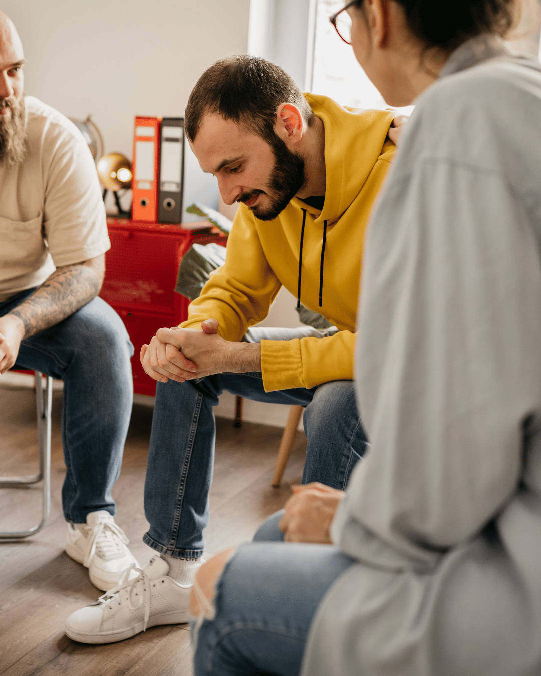 a man in group therapy