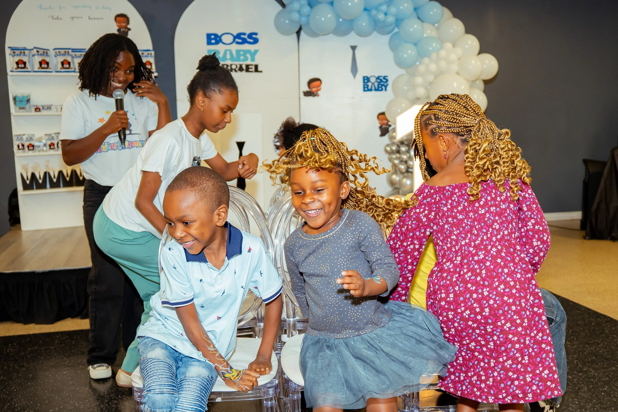 Children party entertainment with kids playing