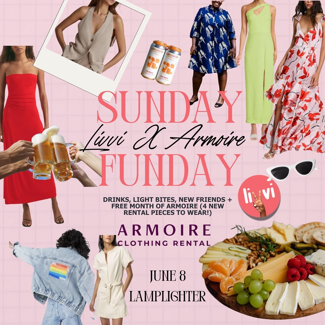 🚨Livvi matches drop next Monday, but we&rsquo;re starting the party early with a special event with Armoire on Sunday!

Come meet new and old livvi friends over drinks and bites and get a free month of Armoire! You get to rent 4 pieces of clothes ( 
