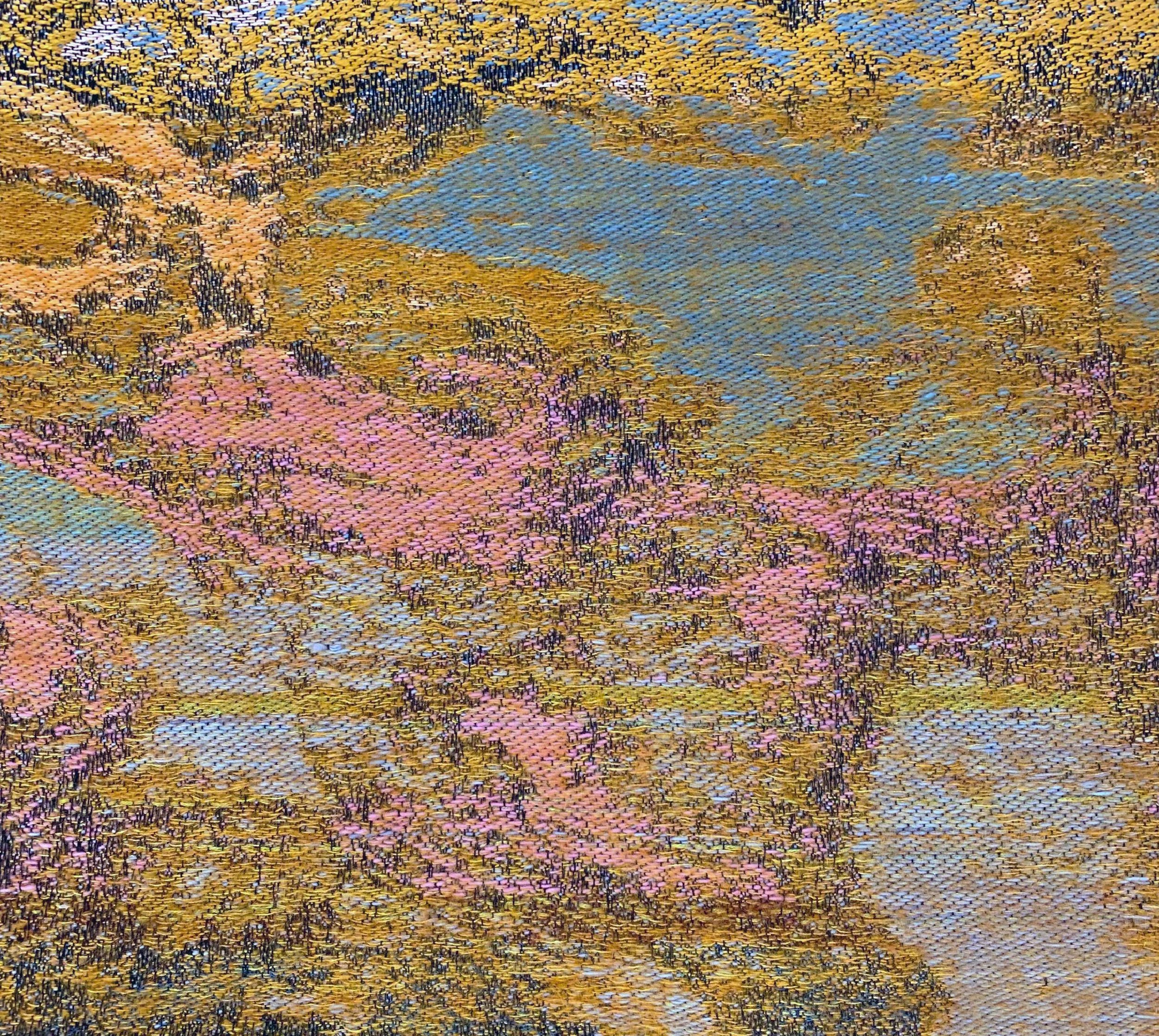 Emerging, 2024, Jacquard weaving, handwoven with silk, wool, and linen, 16” x 22”,