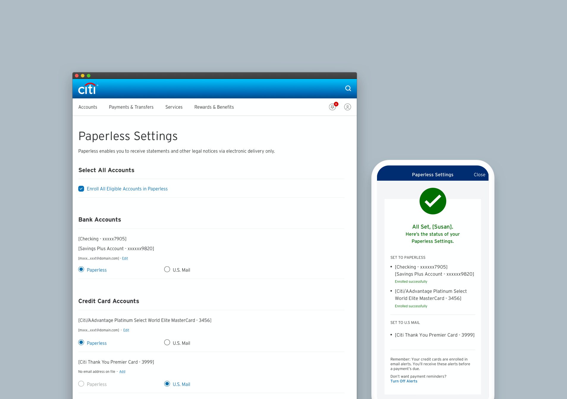 Transform paperless statement delivery for Citi | 2017 — Karen Wang