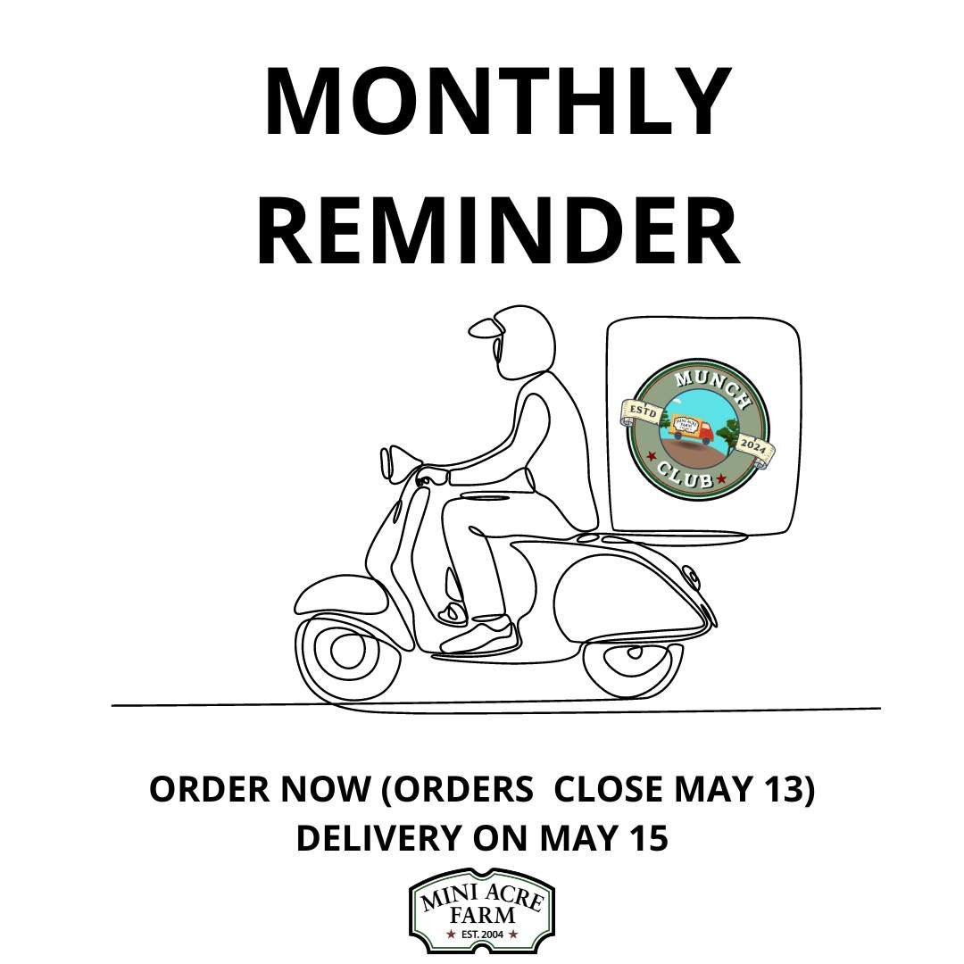 Monthly reminder for everyone who has yet to place an order with the Munch Club!

Place orders here: https://miniacrefarmstore.square.site/s/shop

Want to find out more before signing up? https://www.miniacrefarm.com/the-munch-club

 #startmunchin #f