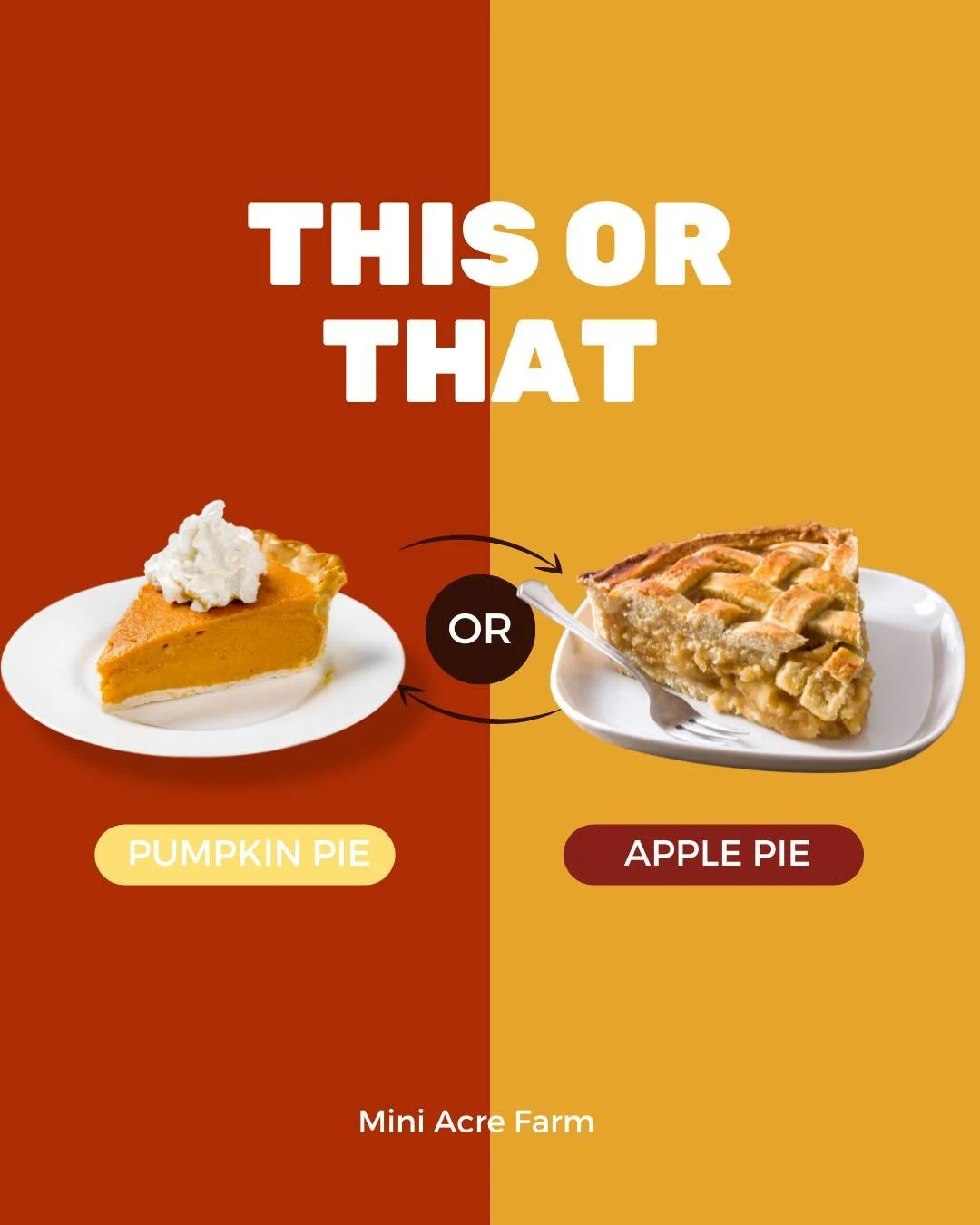 We did a fall THIS or THAT a few days ago but now we're getting into the PIE SHOWDOWN!

PUMPKIN or APPLE?
Leave your votes below!
