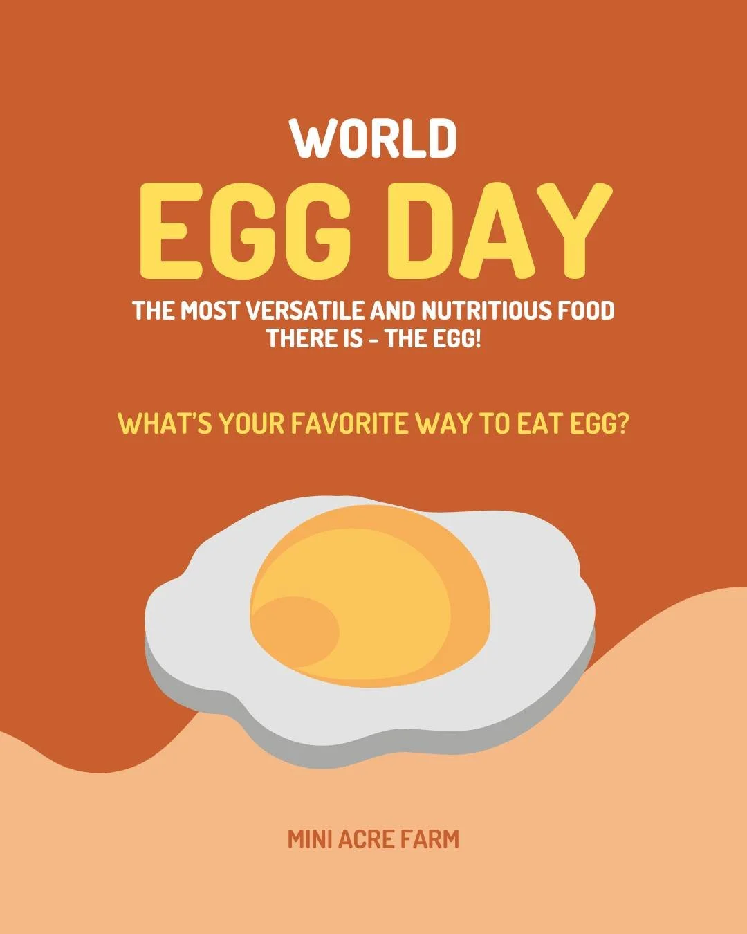 It's World Egg Day!
We love eggs - you can eat them a million ways. But what's your favorite way?
Just by themselves fried, boiled or scrambled? Or included in your favorite cake or other baked goods?