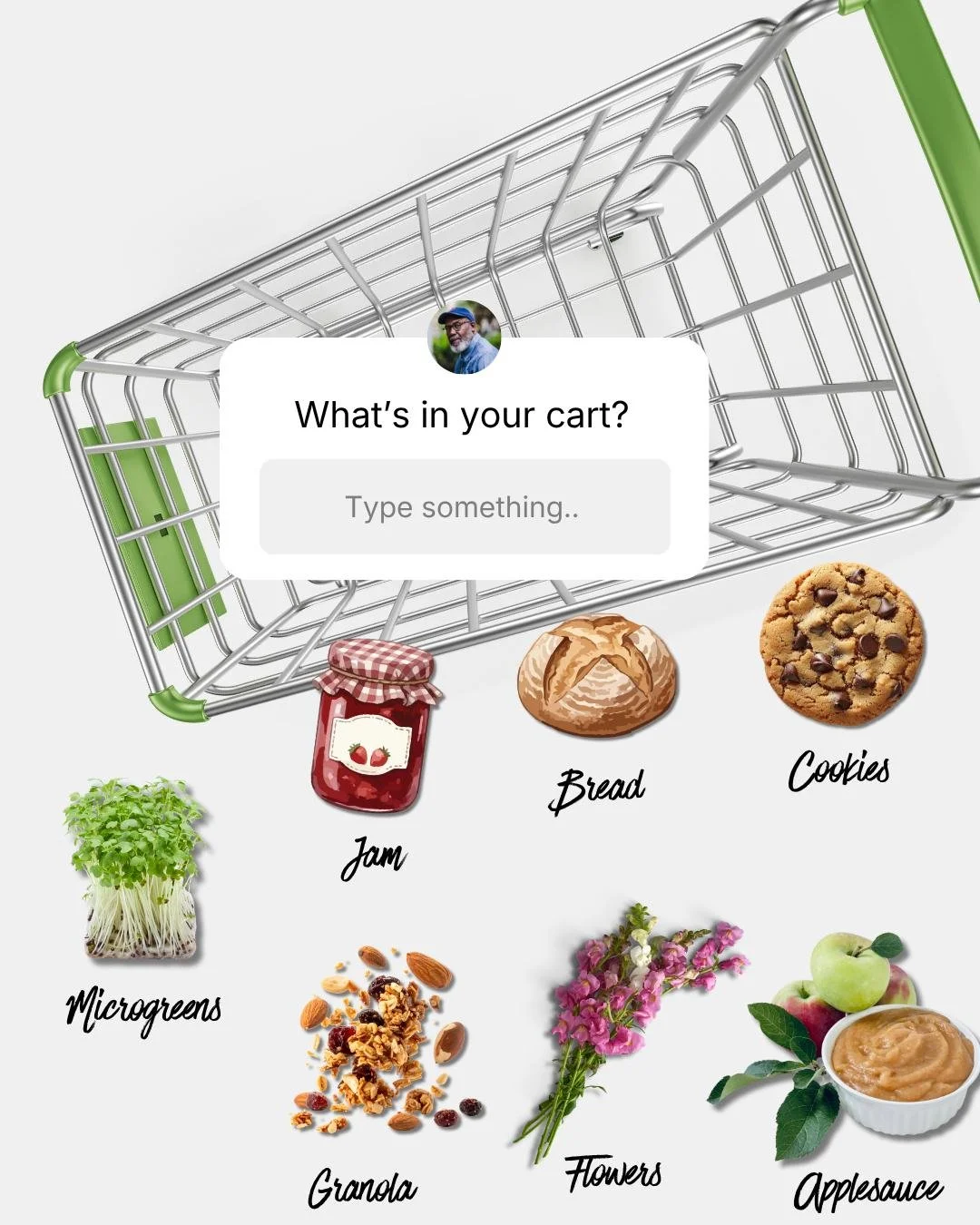 What are you putting into your cart when shopping at our booth?
Do you stop for something specific or do you check and browse?