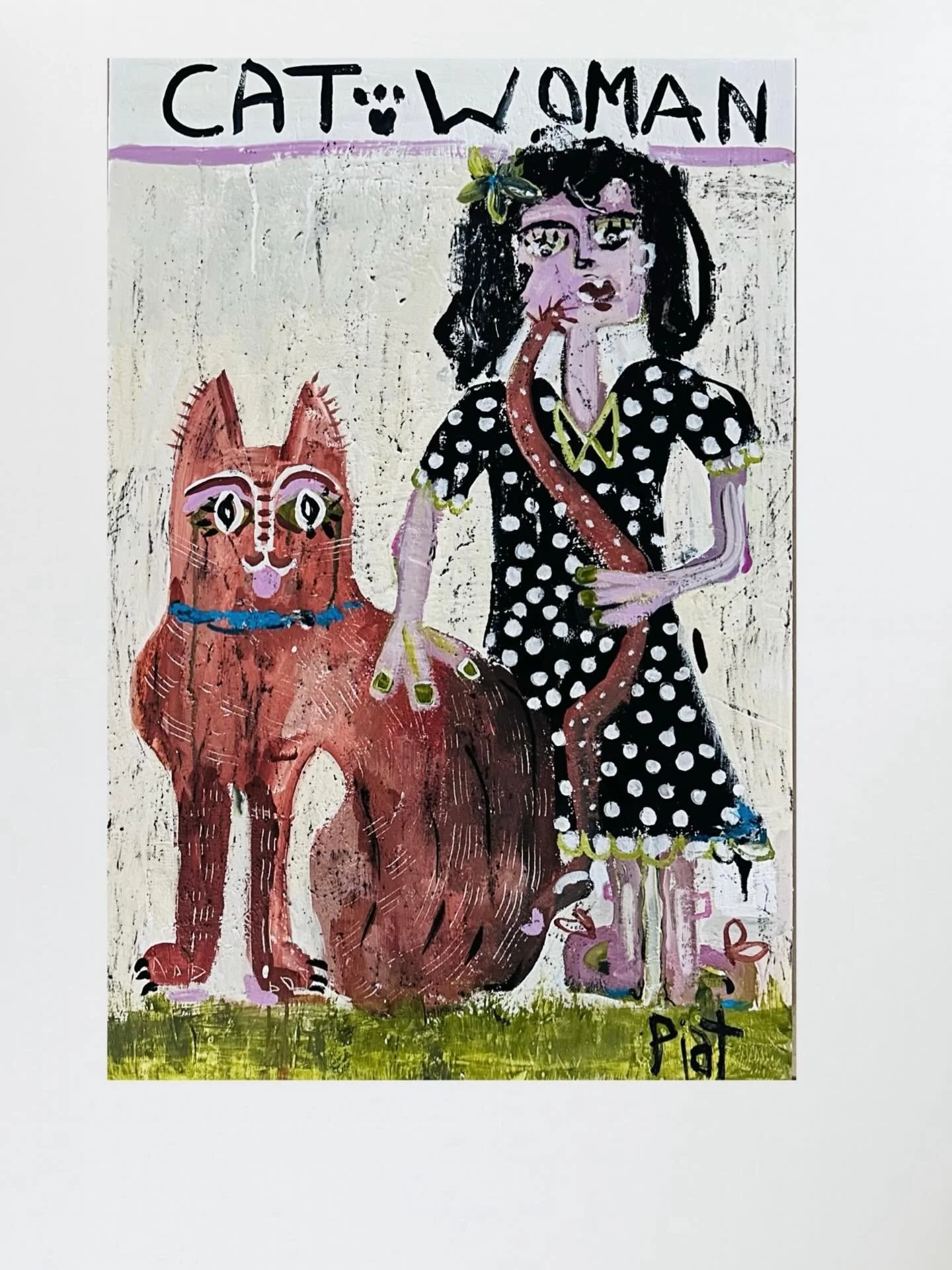 The Cat Woman - well that is me x 3 little furbabies. This is Tonka my big Tonkinese and he is always with me but tonite I have my polka dot dress on and I am going out (in my dreams) #tonkinesecat #catpainting #abstractcat #australianart #emergingar