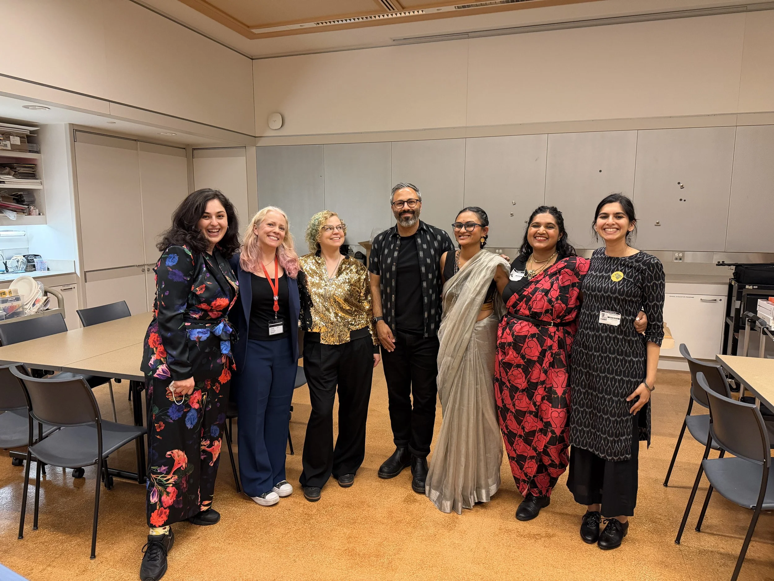  Group shot with the Met’s Education team, who supported our “Zari: The Lustrous Thread” gallery activation with textile artist Nikita Shah—part of the annual Research Out Loud program.   New York, 2026. 
