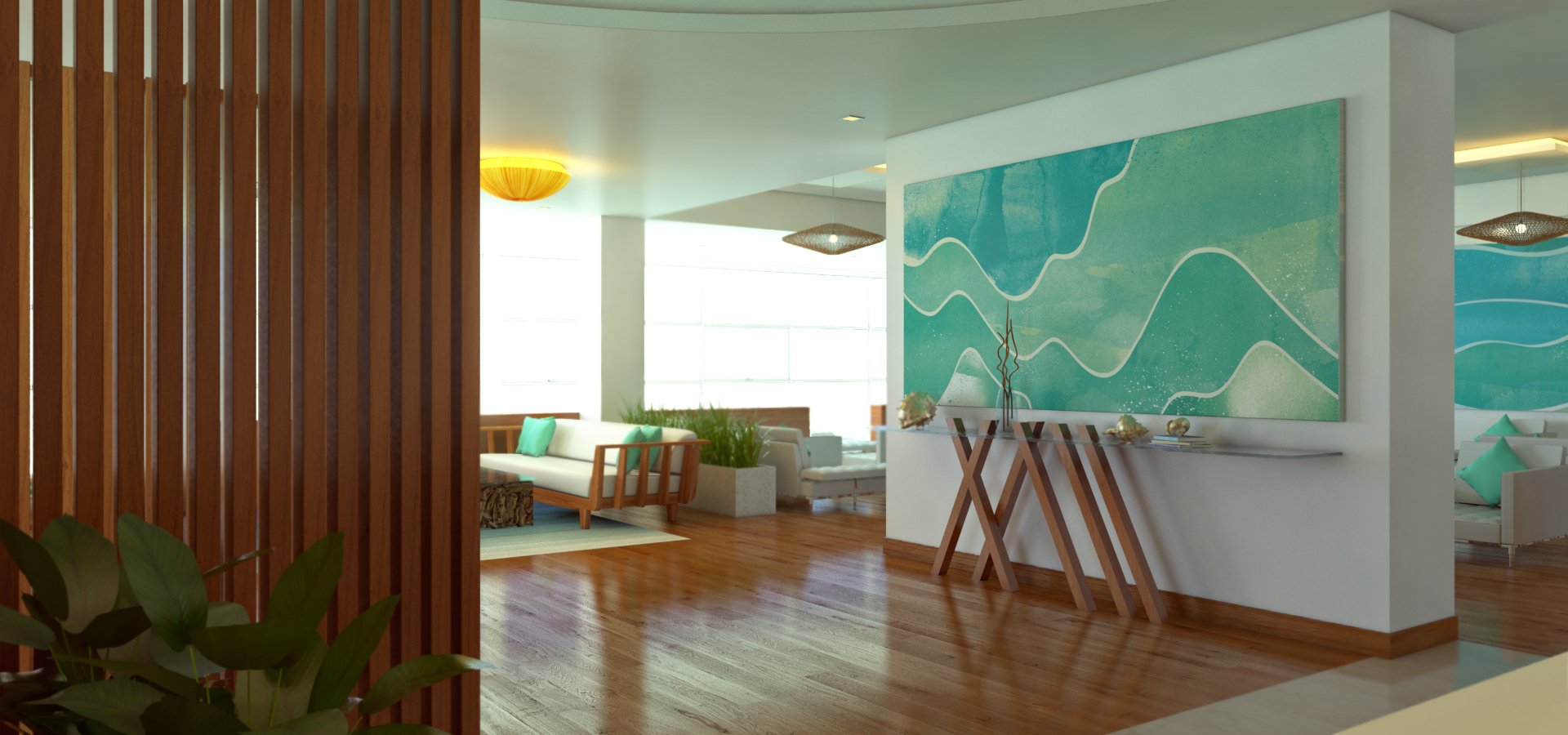 3d render for Conrad Airport Lounge