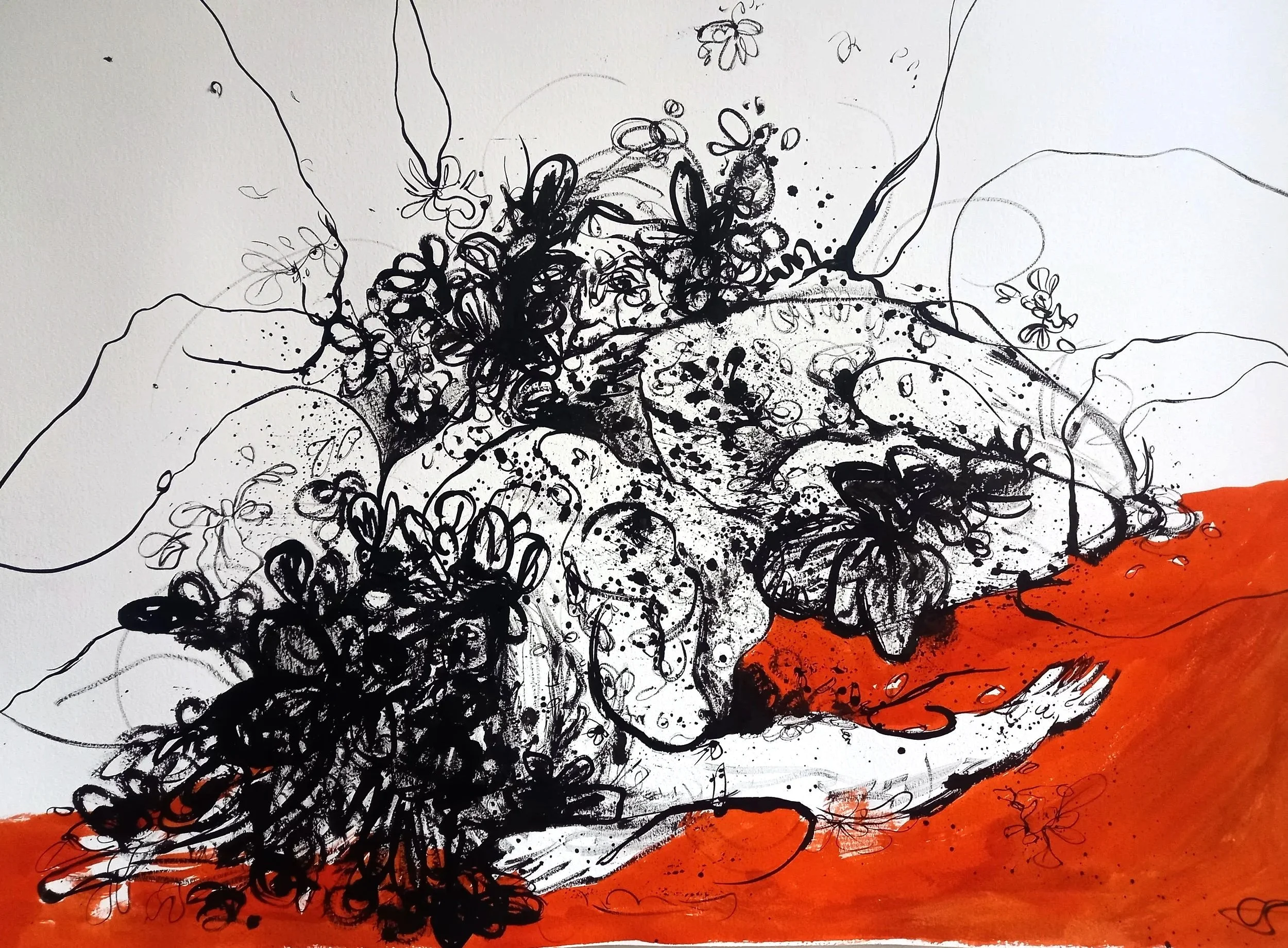Indian/ colour ink on paper