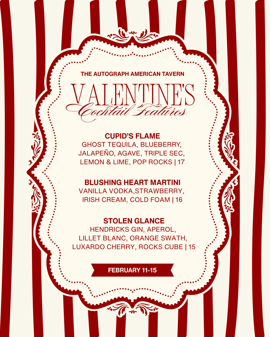 Valentines cocktails and drinks