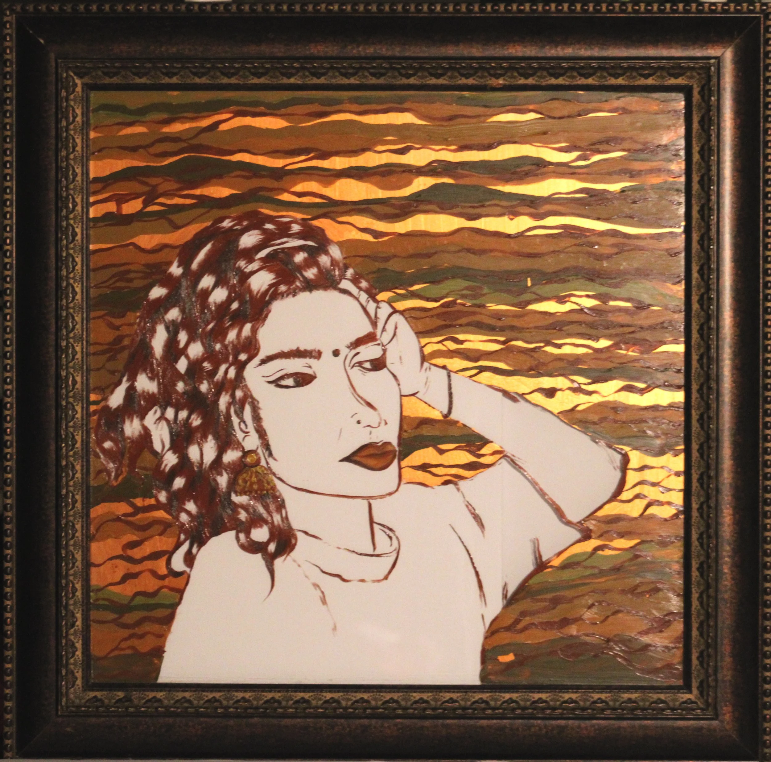 I'M LISTENING. is my second portraiture piece I created on glass. I focused on bringing through the emotions you feel leaned up on a couch with your best friends, being so engrossed in their story, so appreciatIve of their soul, that you’re completel