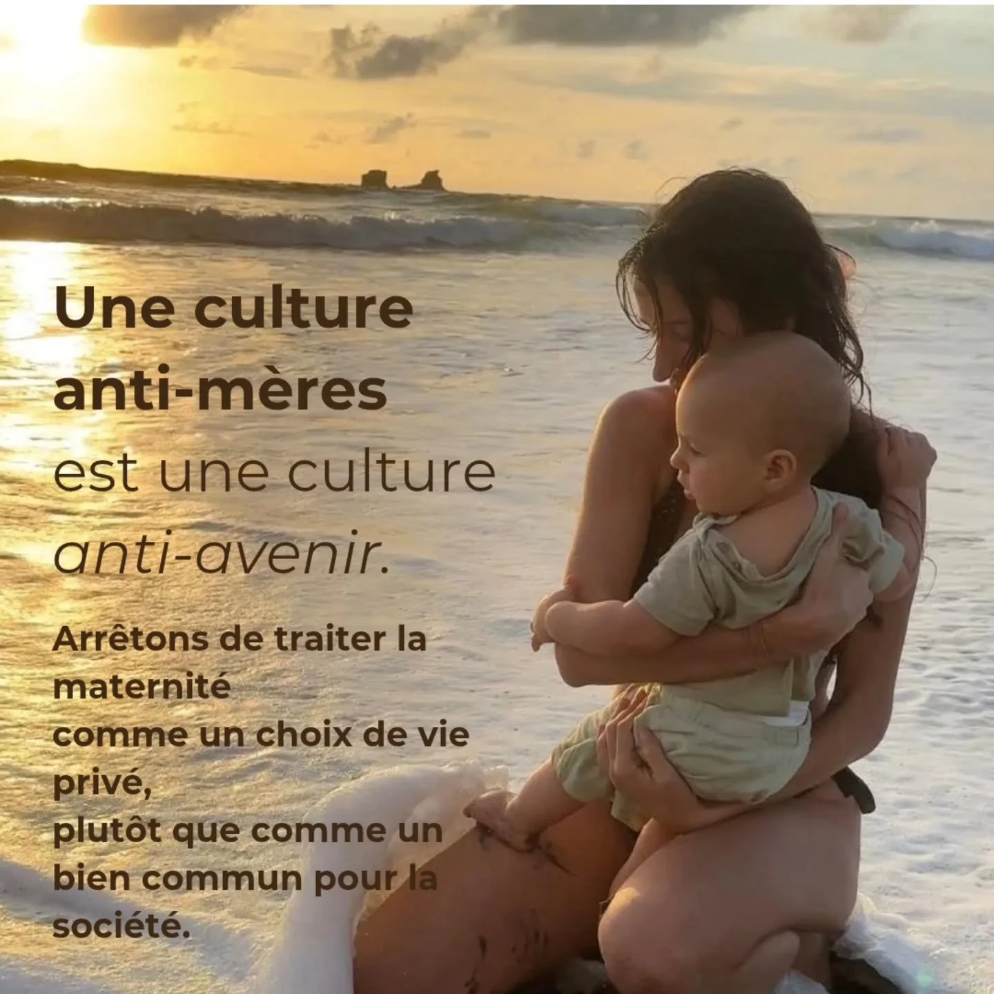 Nous ne sommes pas toutes destin&eacute;es &agrave; devenir m&egrave;res.
Mais nous avons toutes la responsabilit&eacute; de cr&eacute;er un monde qui accueille les enfants.

Vous voulez moins de violence, une meilleure sant&eacute;, une soci&eacute;