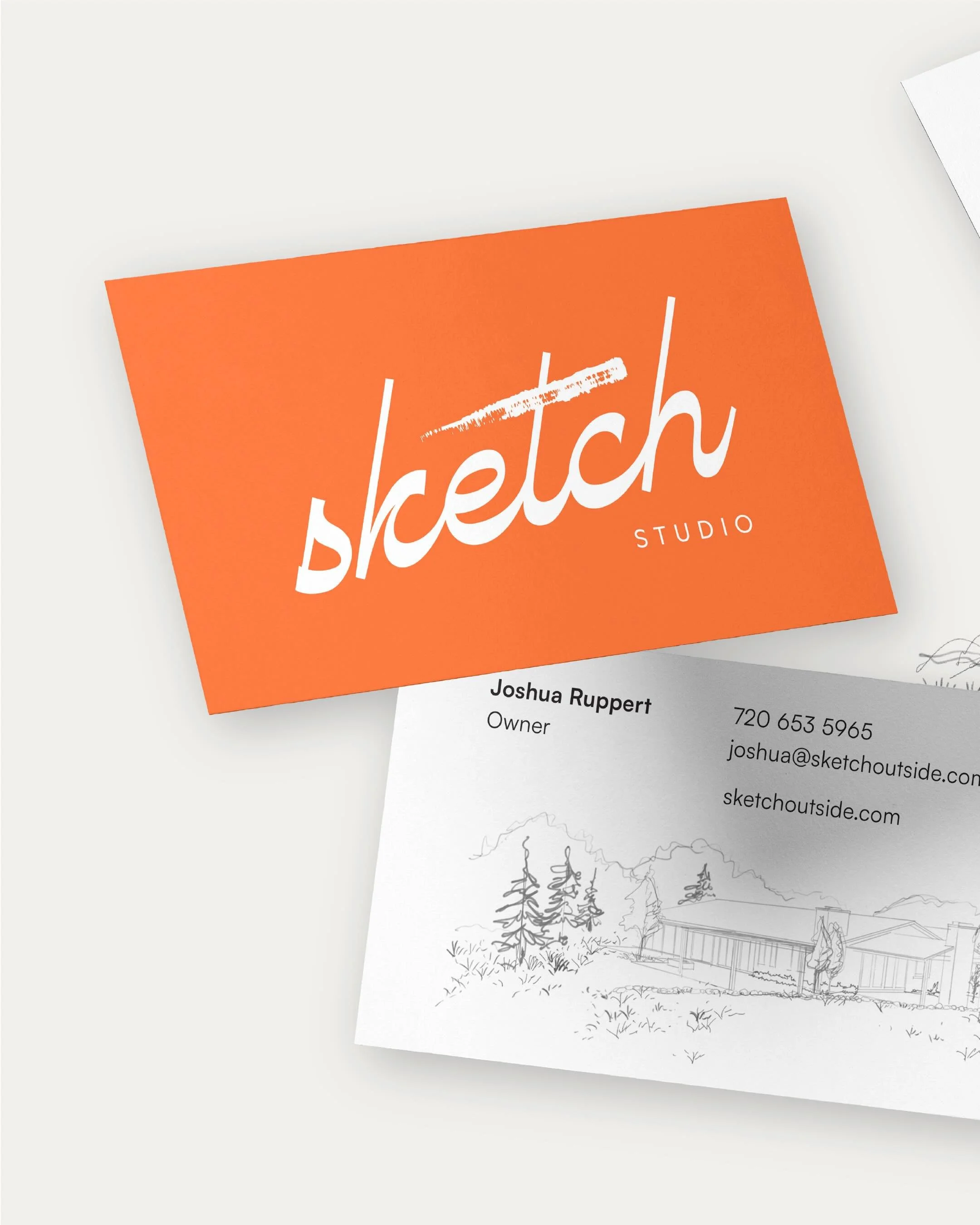 When your client is way better at drawing than you, you just lean into it.

Brand, biz cards, and website for Sketch Design Studio. Joshua and his team create high-end landscape architecture with a laid-back approach &mdash; so we built a brand that 