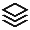 Ein schwarz-weißes Symbol, das mehrere geschichtete Schichten oder Seiten darstellt.