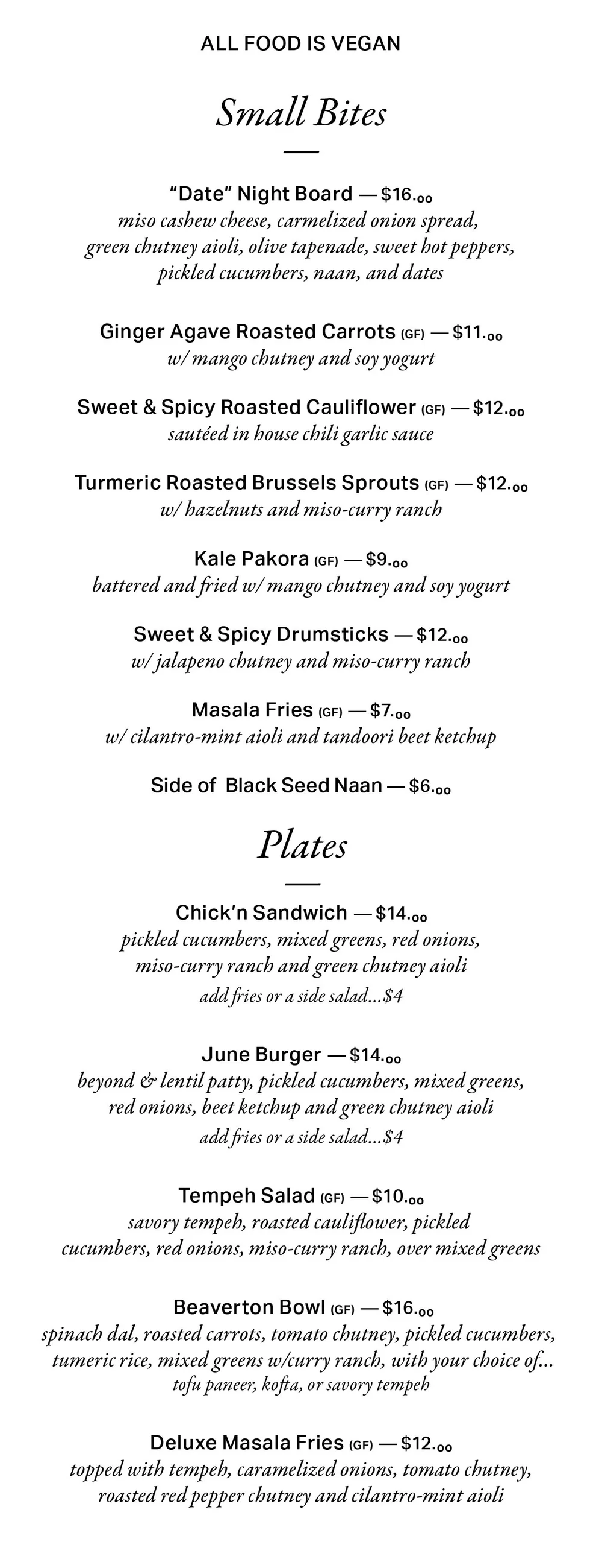 Menus — BAR JUNE