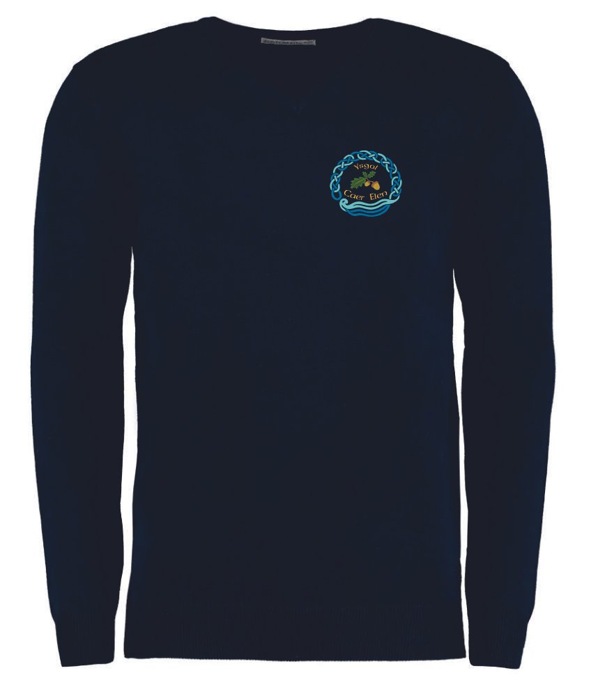Boys Ysgol Caer Elen Cotton Acrylic V Neck Sweater