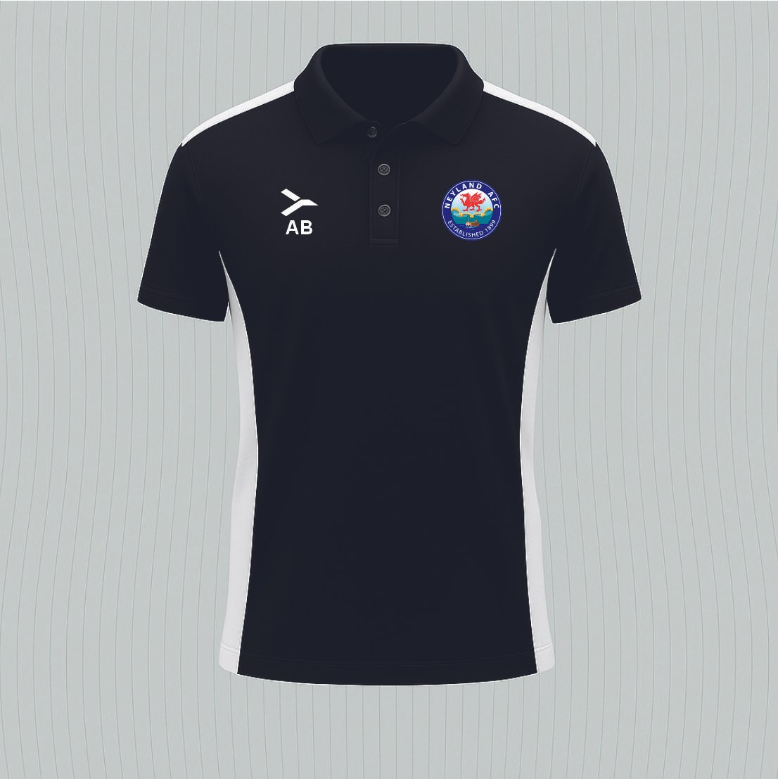 Black with white strips polo.jpg