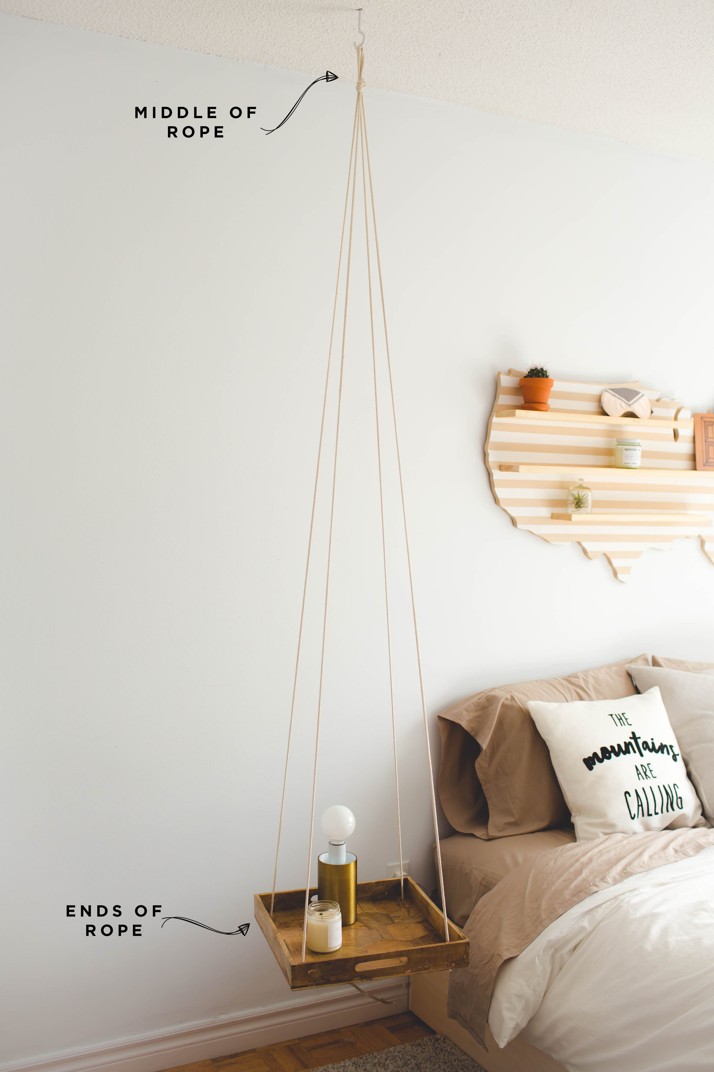 DIY MINIMAL HANGING NIGHT STAND The Sorry Girls