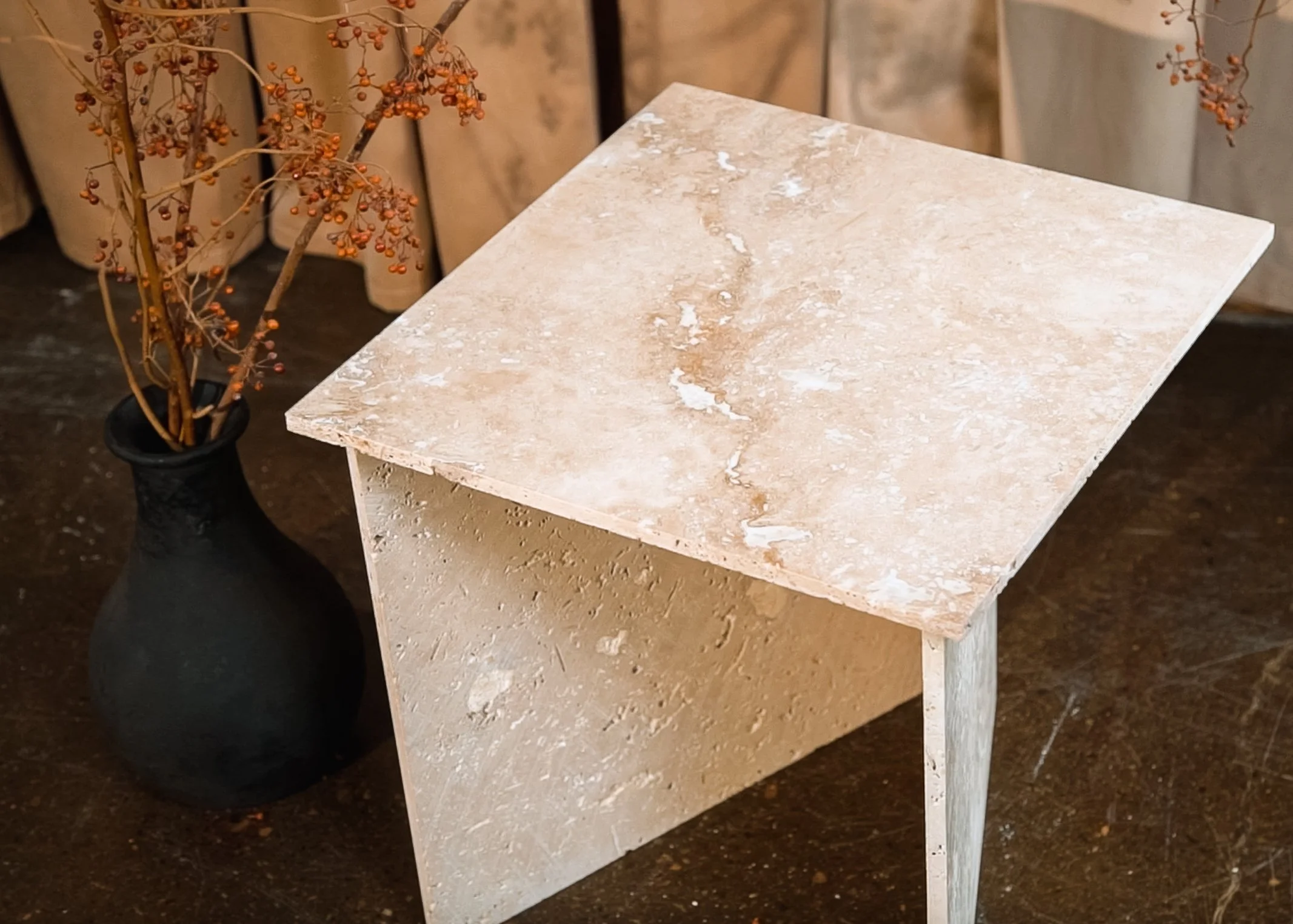 DIY Faux Travertine Block Side Table