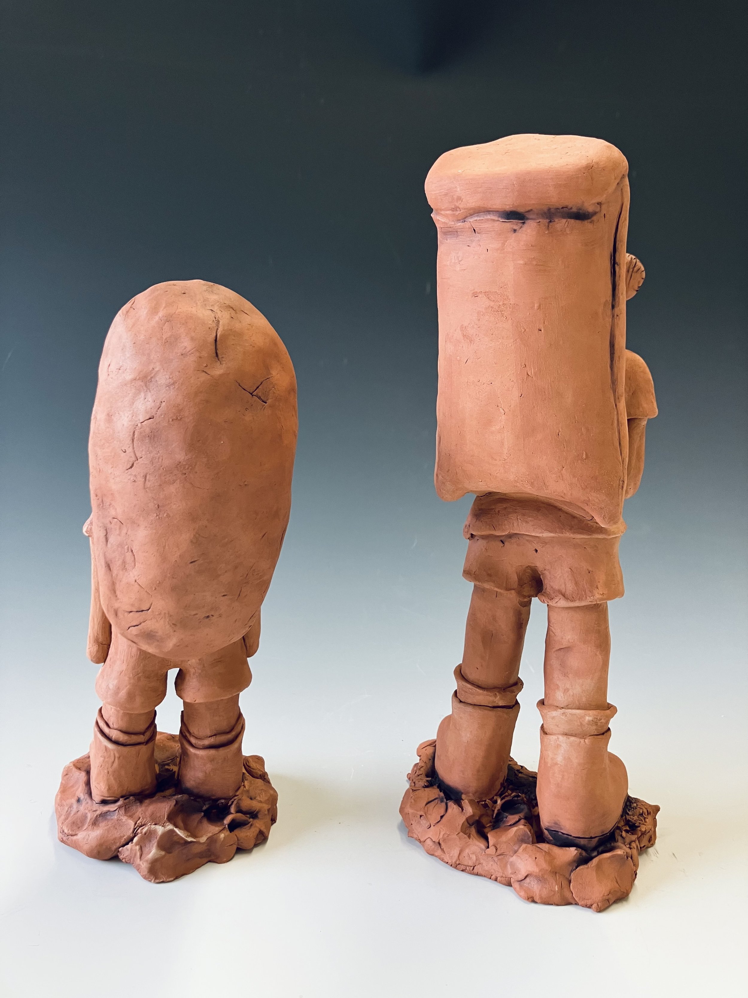Hand-built ceramic earthenware, 9.25” x 4 x 3”, 7.5” x 3” x 2.5”
