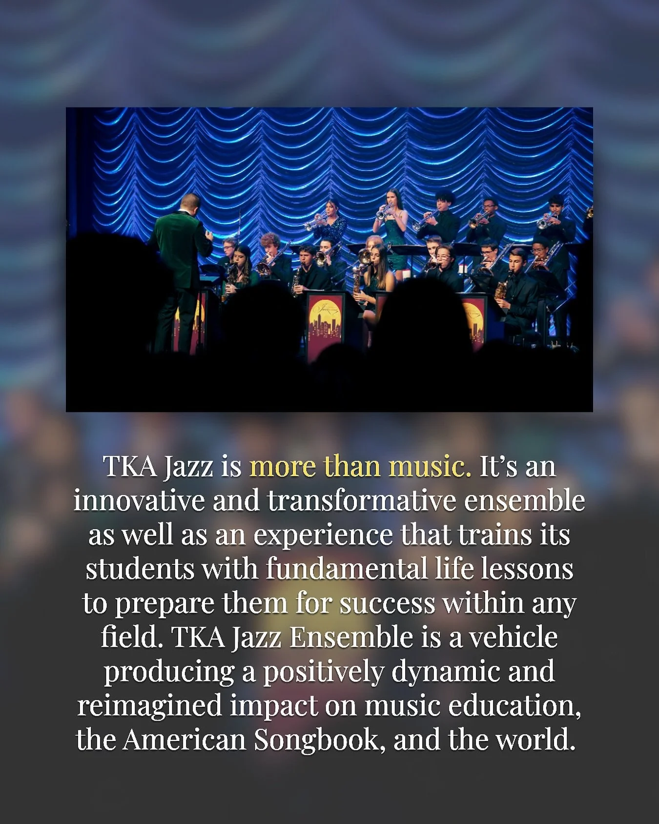 More than music. Excellence in sound.
TKA Jazz creates unmatched experiences. 

#TKAJazz #TheKingsAcademy #ModernJazzExcellence  #PerformingArts  #Unmatched #UnmatchedExperiences