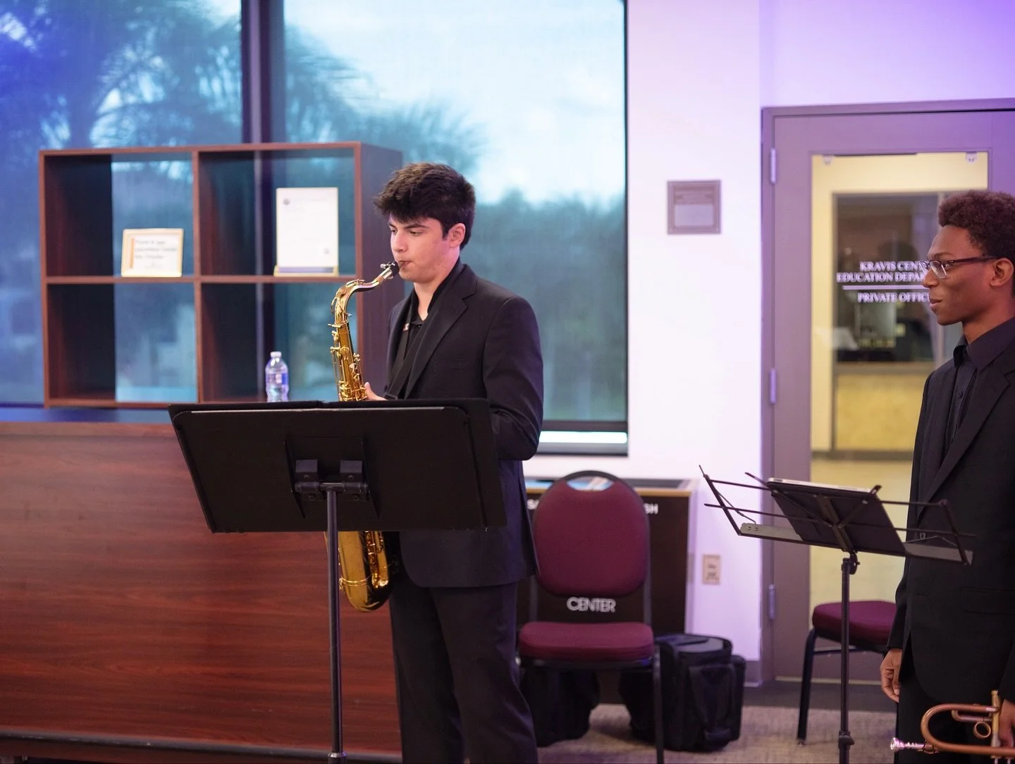 Last Thursday we had a couple of our students perform for the opening of the Kravis Center’s new exhibit called Jazz in Unexpected Places.
Jazz in Unexpected Places explores how jazz shaped the sound, style and spirit of Palm Beach County.
#T