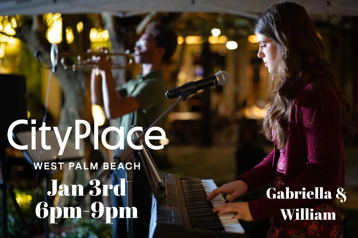 Tonight at CityPlace! 🎶 Catch amazing live music by our very own Gabriella Raines &amp; William Smith. You won&rsquo;t want to miss it!

#TKAJazz #UnmatchedExperiences #CityPlace #WestPalmBeach