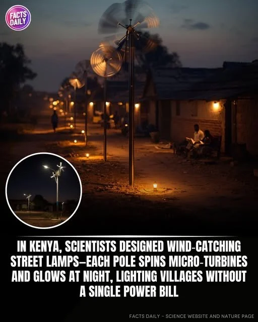 Wind-catching street lamps in Kenya