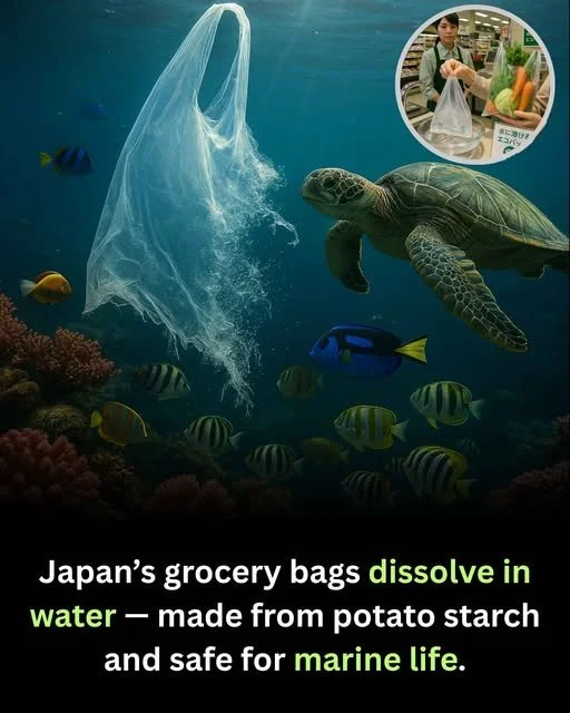 Japan's grocery bags dissolve in water