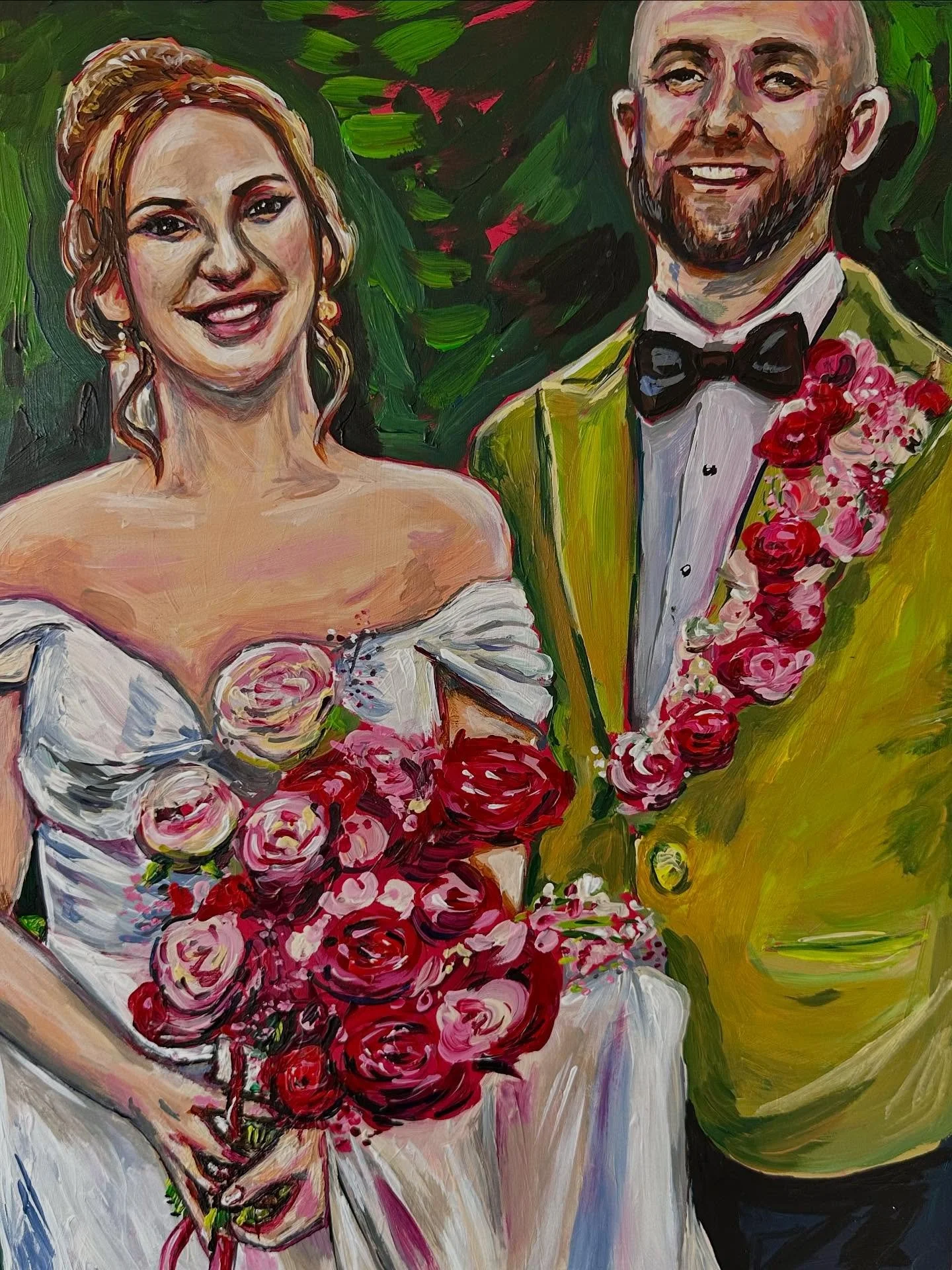 π©·π could this be the best wedding colour palette EVER??? I was thrilled to work on this commission for a stunning couple- Congratulations Holly & Jordan! I really enjoyed working on the maximalist waterfall bouquet ππ©·β€οΈalongside the rich gree