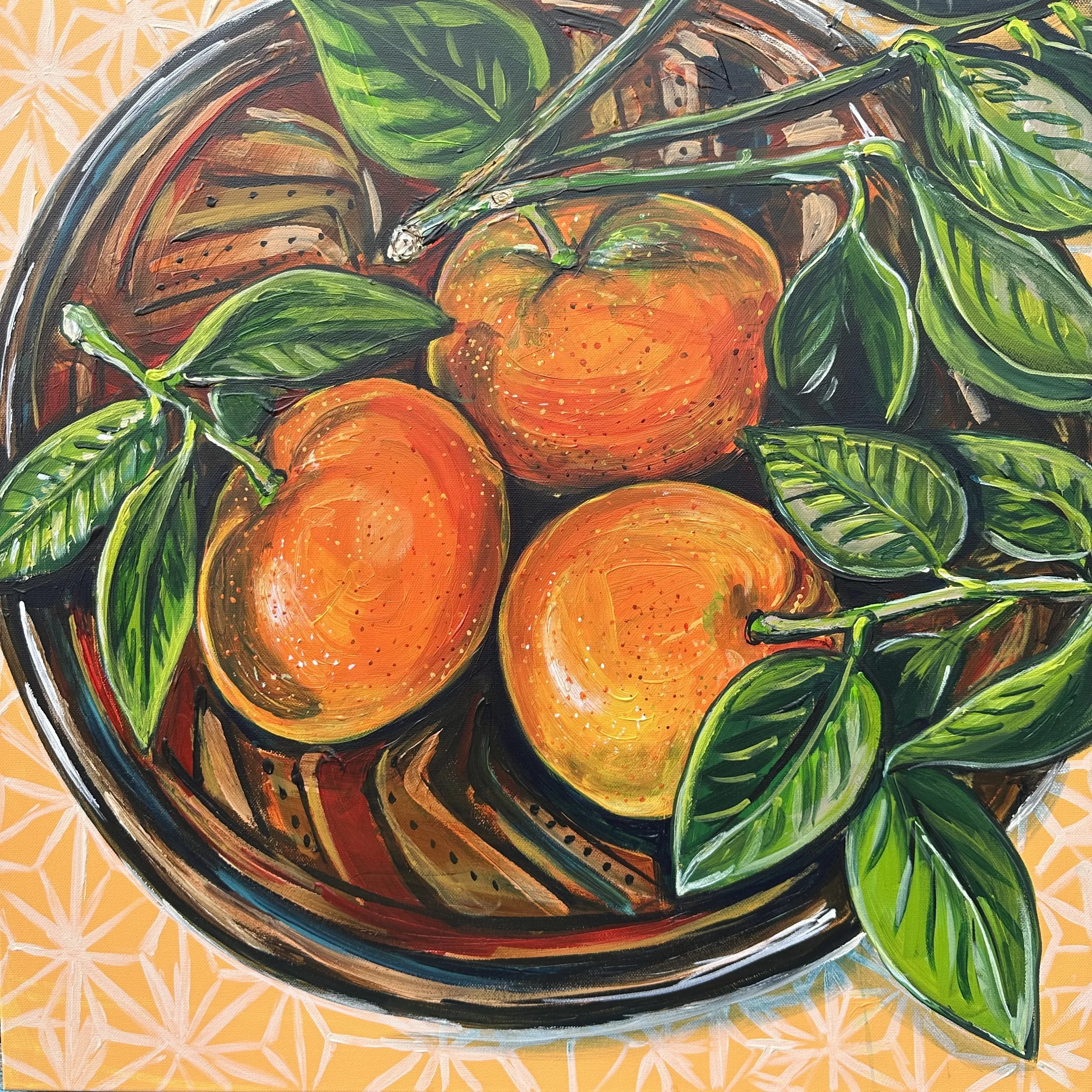oranges by Lucy Caddel - bright vibrant tropical acrylic art