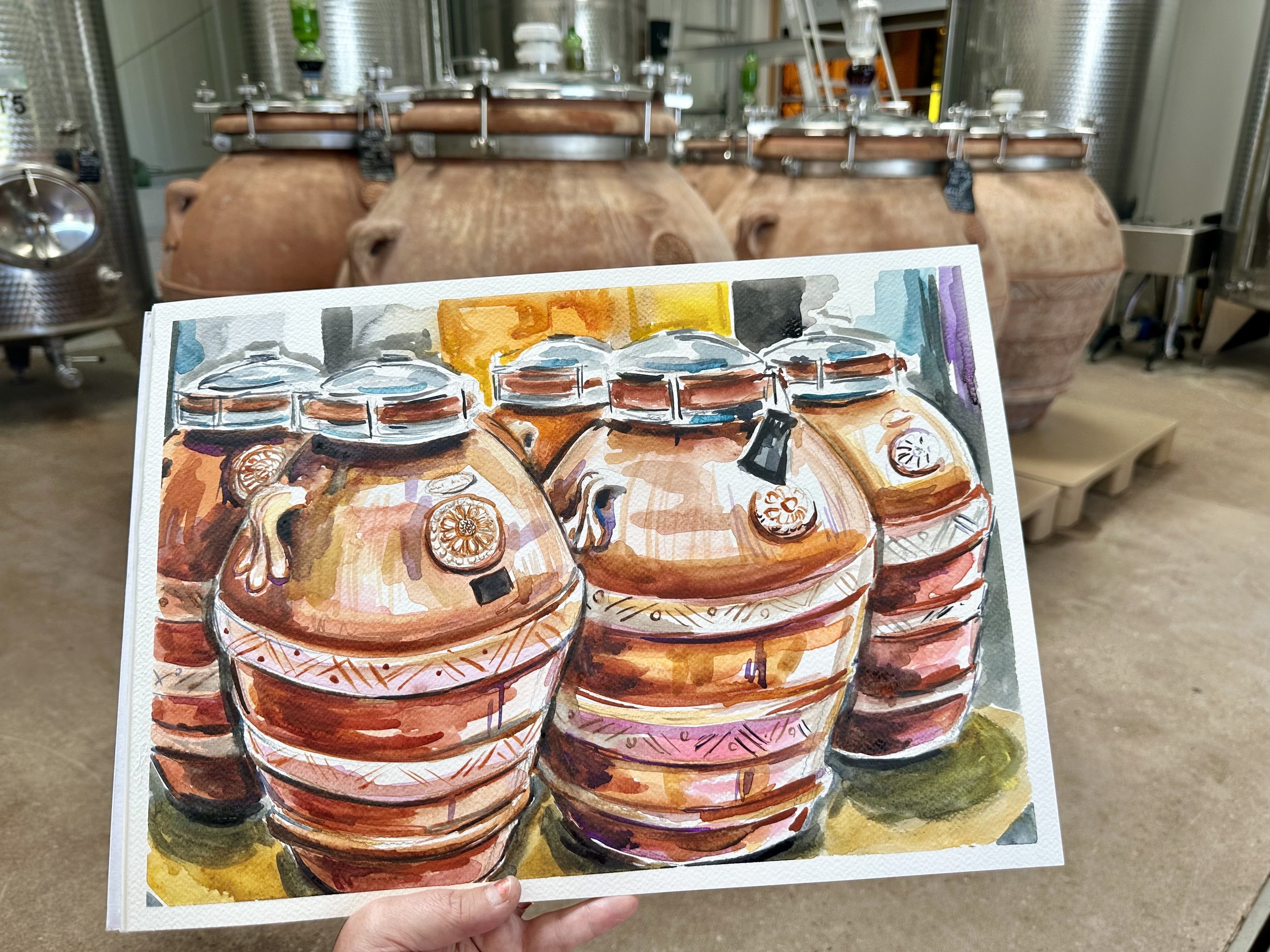 Lucy Caddel watercolours amphora wine hencote.jpeg
