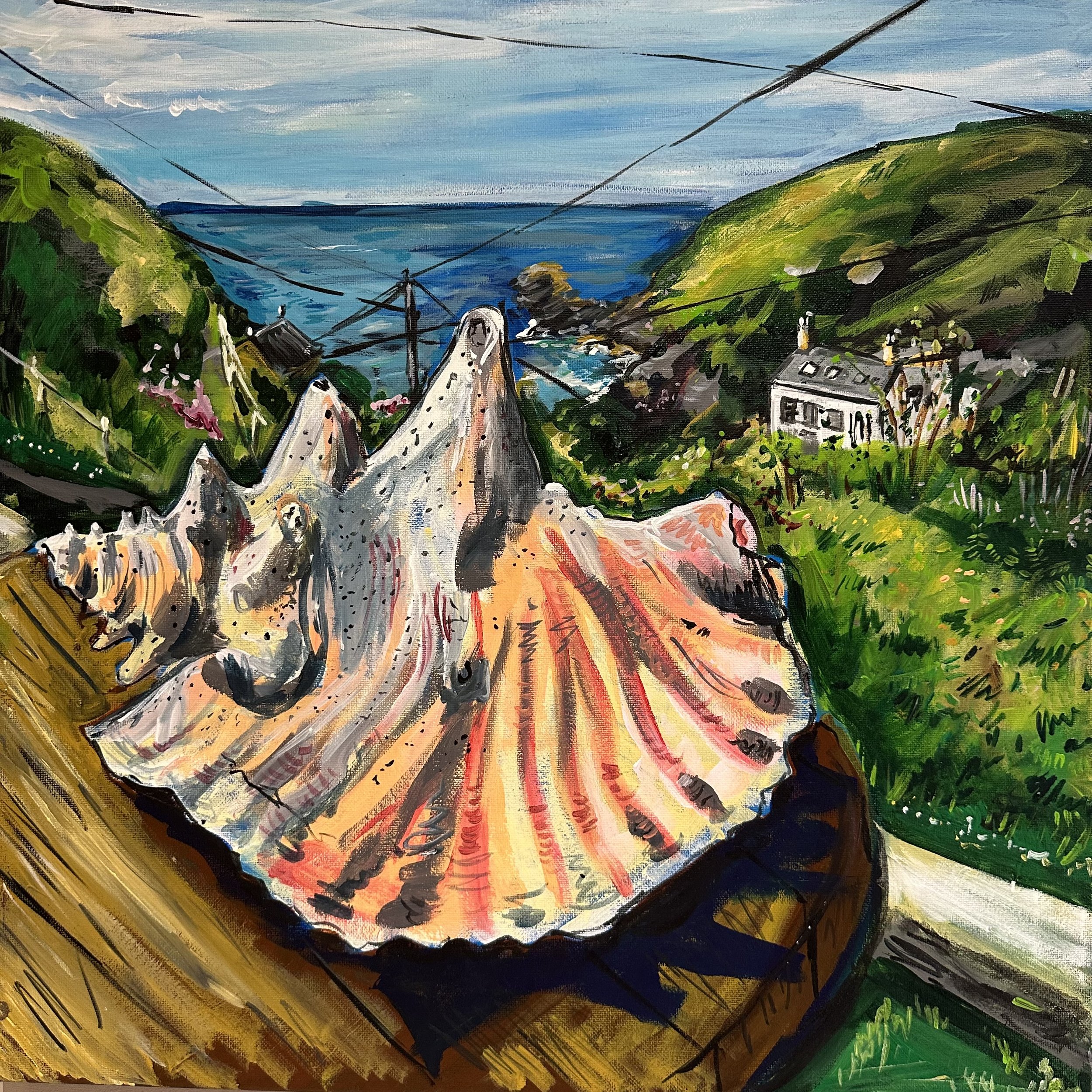 Lucy Caddel bright acrylic painting shell.jpeg