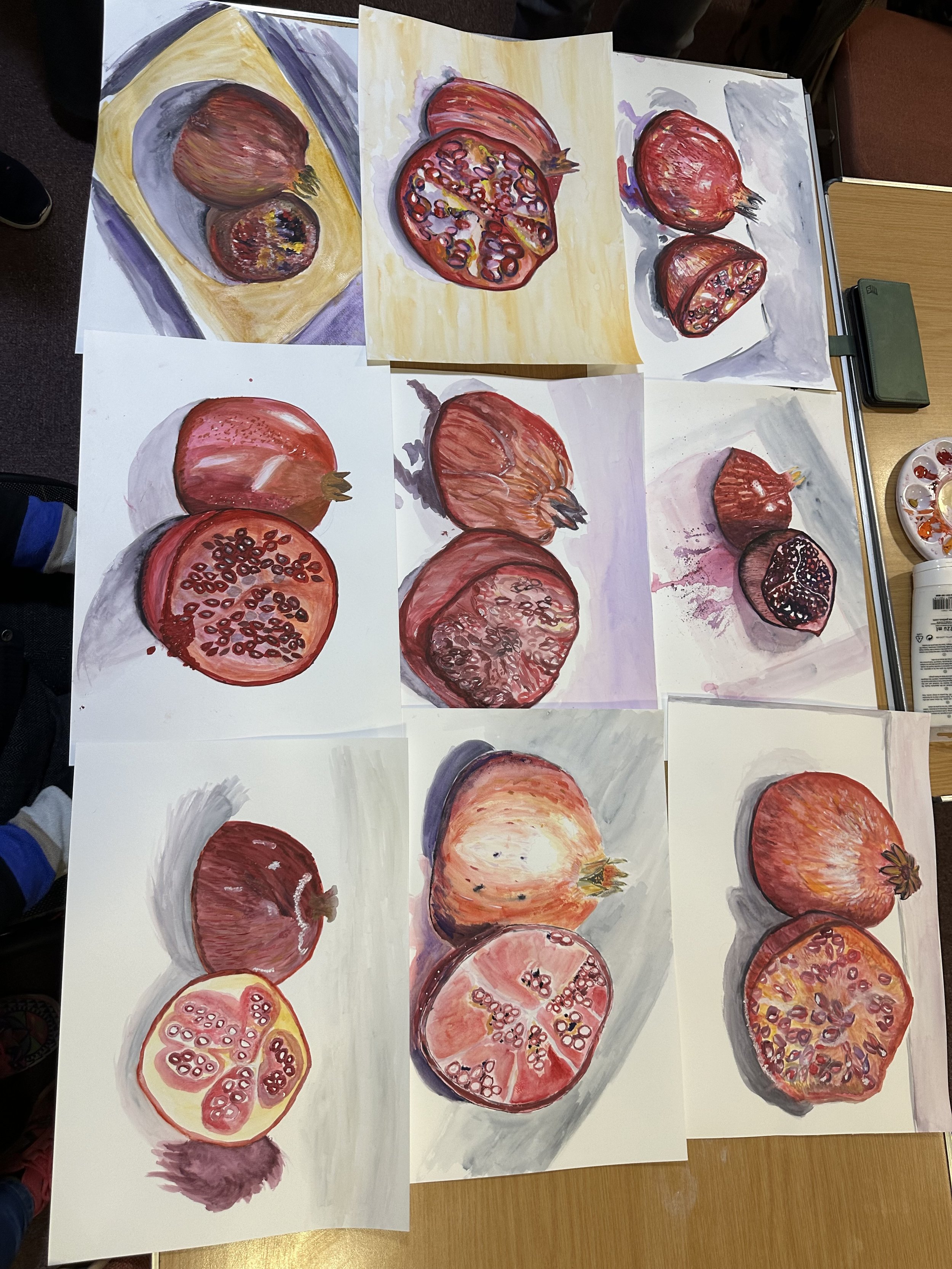 Lucy Caddel pomegranates art on a plate class shrewsbury.jpeg