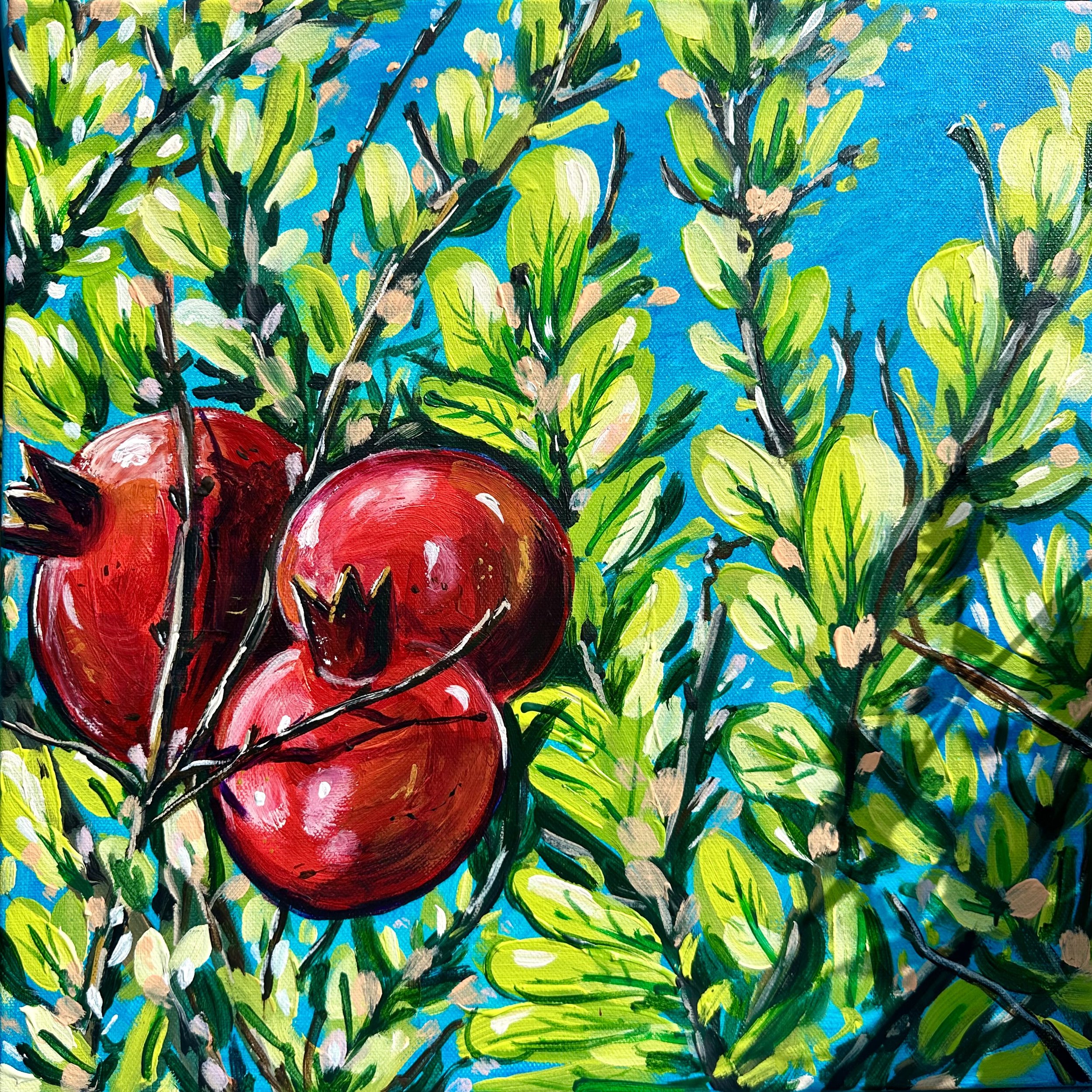 Lucy Caddel artist Pomegranate grove Mallorca acrylics bright.jpeg