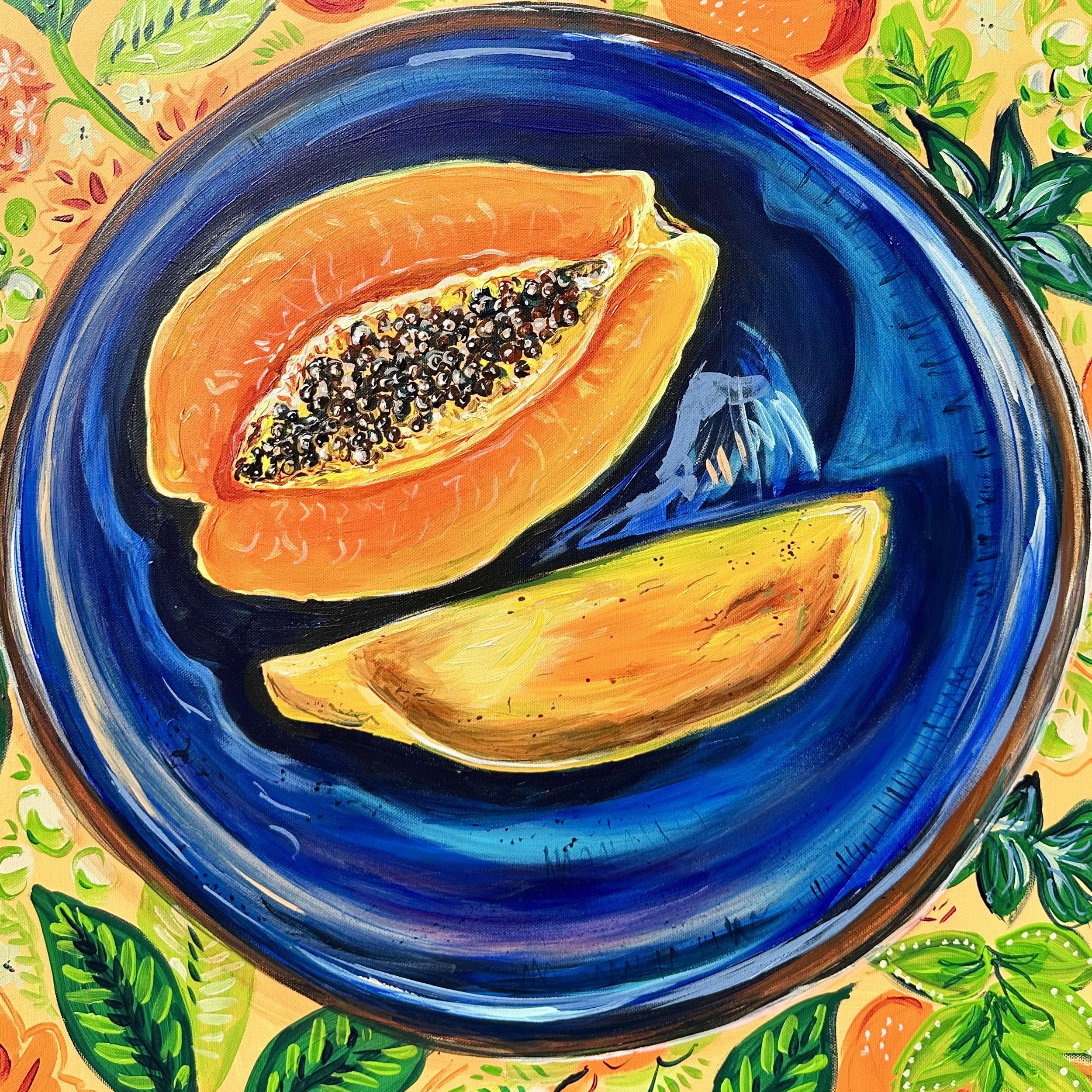Papaya on Blue