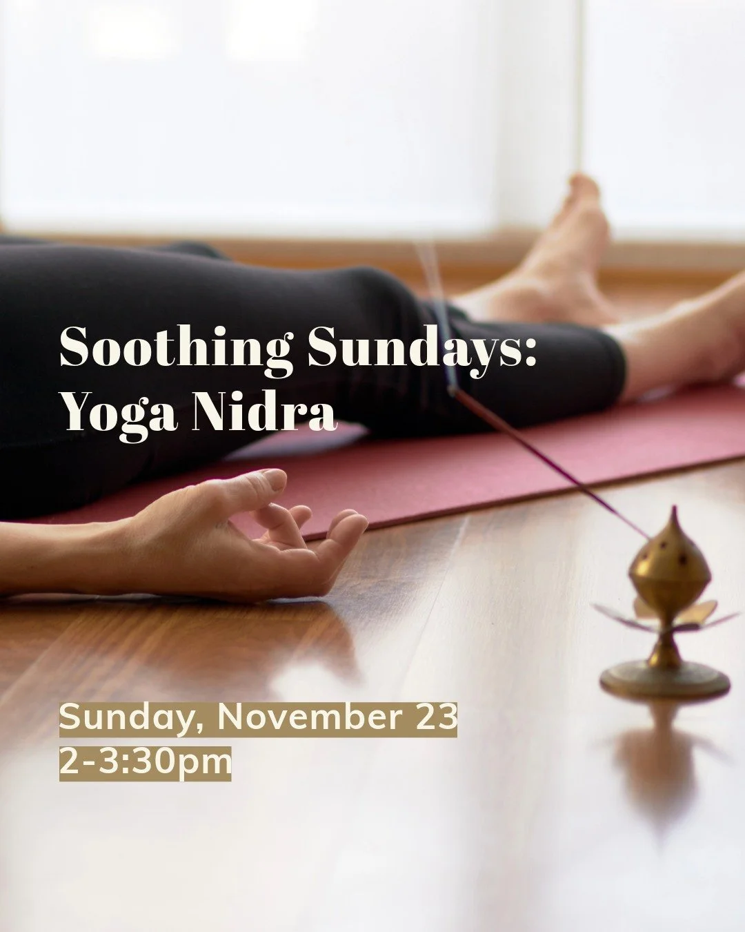 ✨ Just in time for the holiday season ✨
 Give yourself a moment to slow down with Kelly this Sunday for a special Yoga Nidra session held from 2-3:30pm. Refill your inner tank, relax deeply, and bring emotional balance back online.

Often called yogi