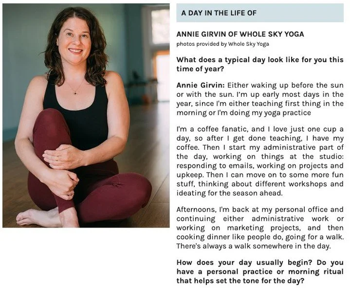 ⠀
Annie here! It was an honor to be interviewed for this @visitvortex for this feature, "A Day in the Life of Hudson Valley Yogis". Get a peek into my day and how I tend to my favorite space...the Whole Sky Yoga studio. 💙⠀
 ⠀
⠀
Link in bio