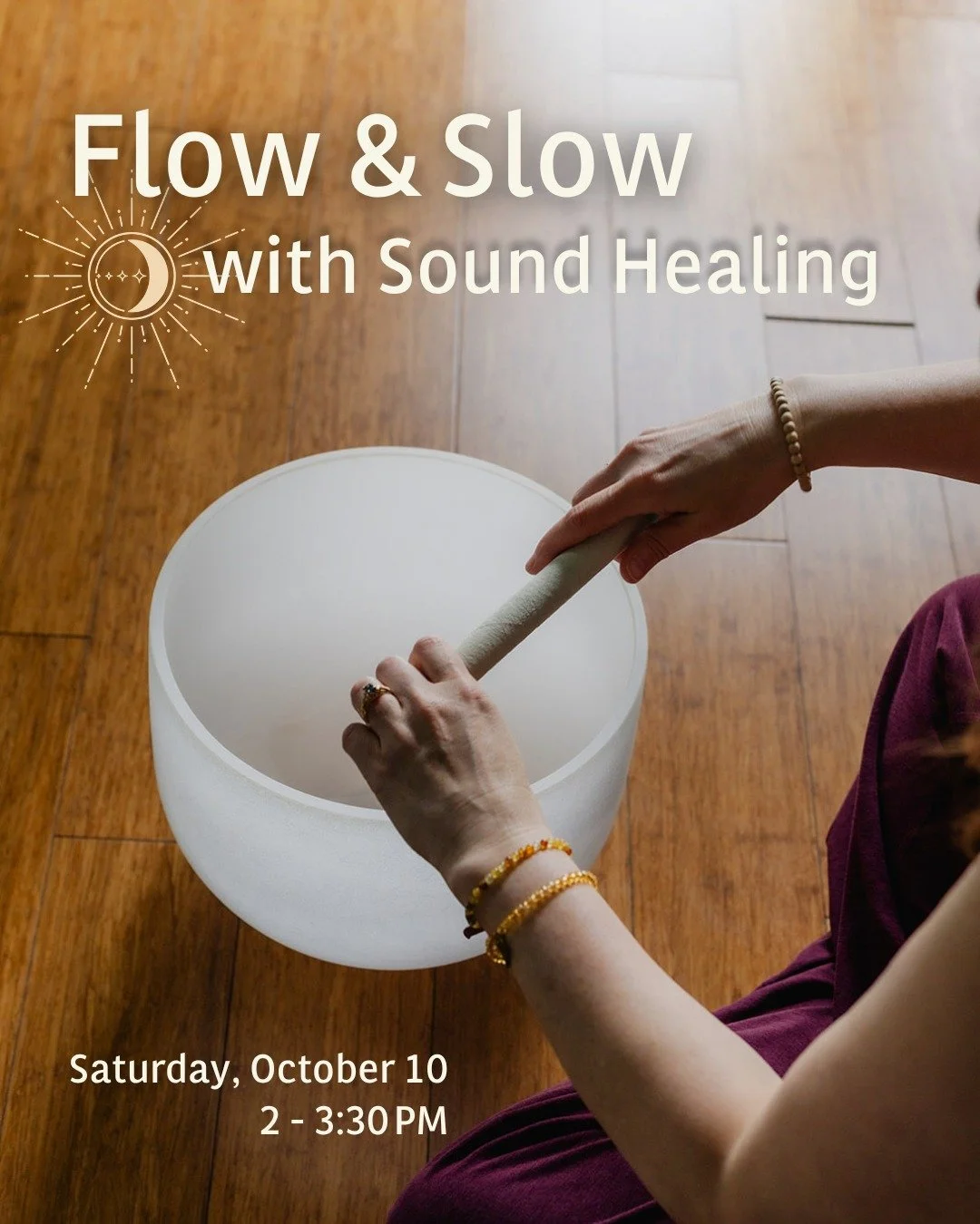 Sound healing + Restorative Yoga⠀
⠀
This unique experience blends a gentle flow yoga practice with the transformative power of sound healing. Led by WSY Owner, Annie Girvin, class will begin with breathwork (pranayama) and centering, then we'll move 