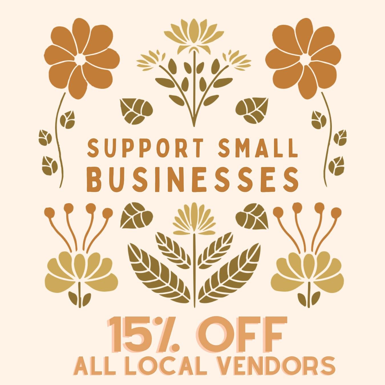 Come &amp; show some love for our fellow artists and makers today! 15% all local vendors ✨🌞🌻

&ldquo;Small Business Saturday is a needed day to really show up for small businesses in our community in ways that are meaningful for our local economy a