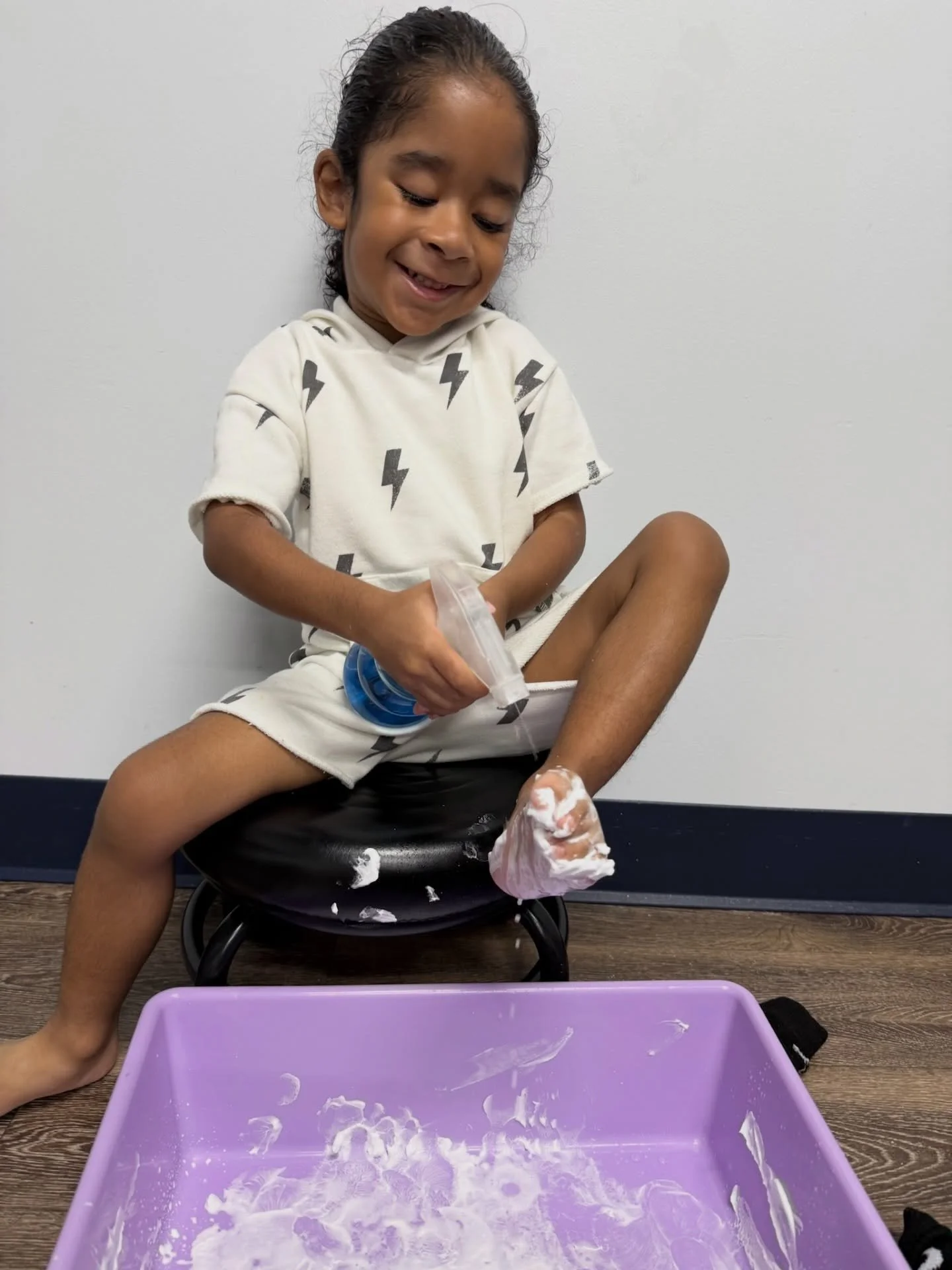 Not just messy play&hellip; this is BIG work happening 👣✨

In OT, we often target sensory processing, and for some kids, their feet can be extra sensitive to different textures (think grass, sand, socks, shoes, or even the floor).

Activities like t