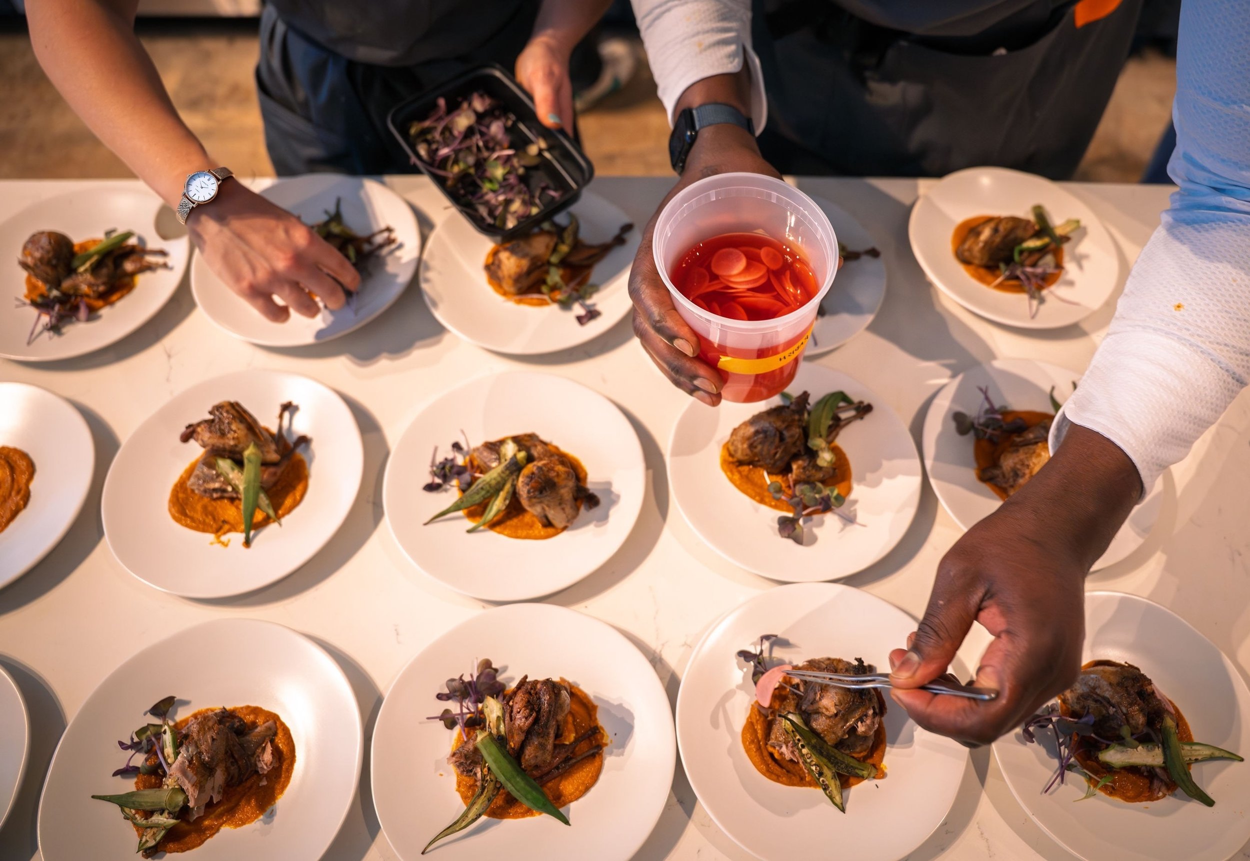 Chef Brandon Rogers, LLC. | Chicago | Chef Brandon Rogers plating Michelin cuisine.