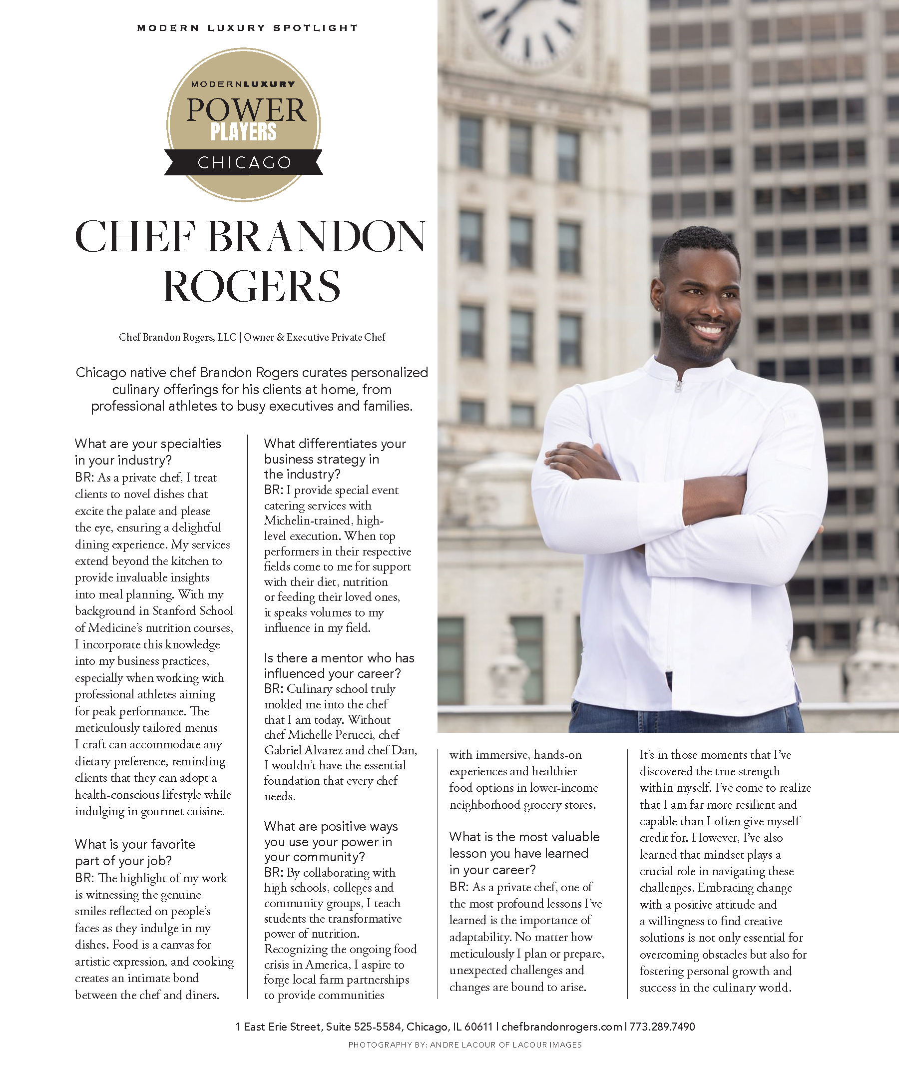 Chef Brandon Rogers, LLC. | Chicago | Modern Luxury Power Players 2024