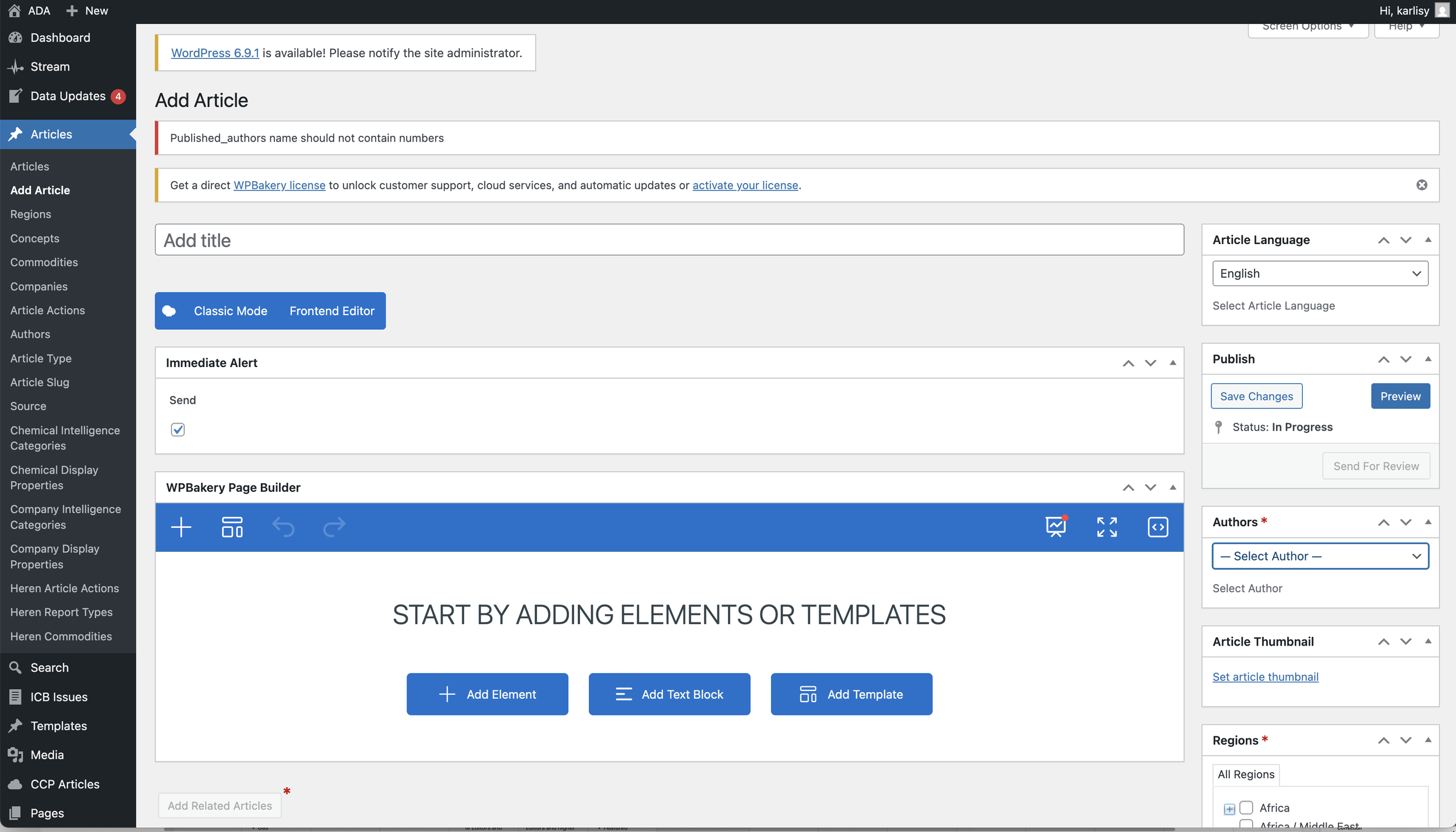 Ada - current news authoring system
