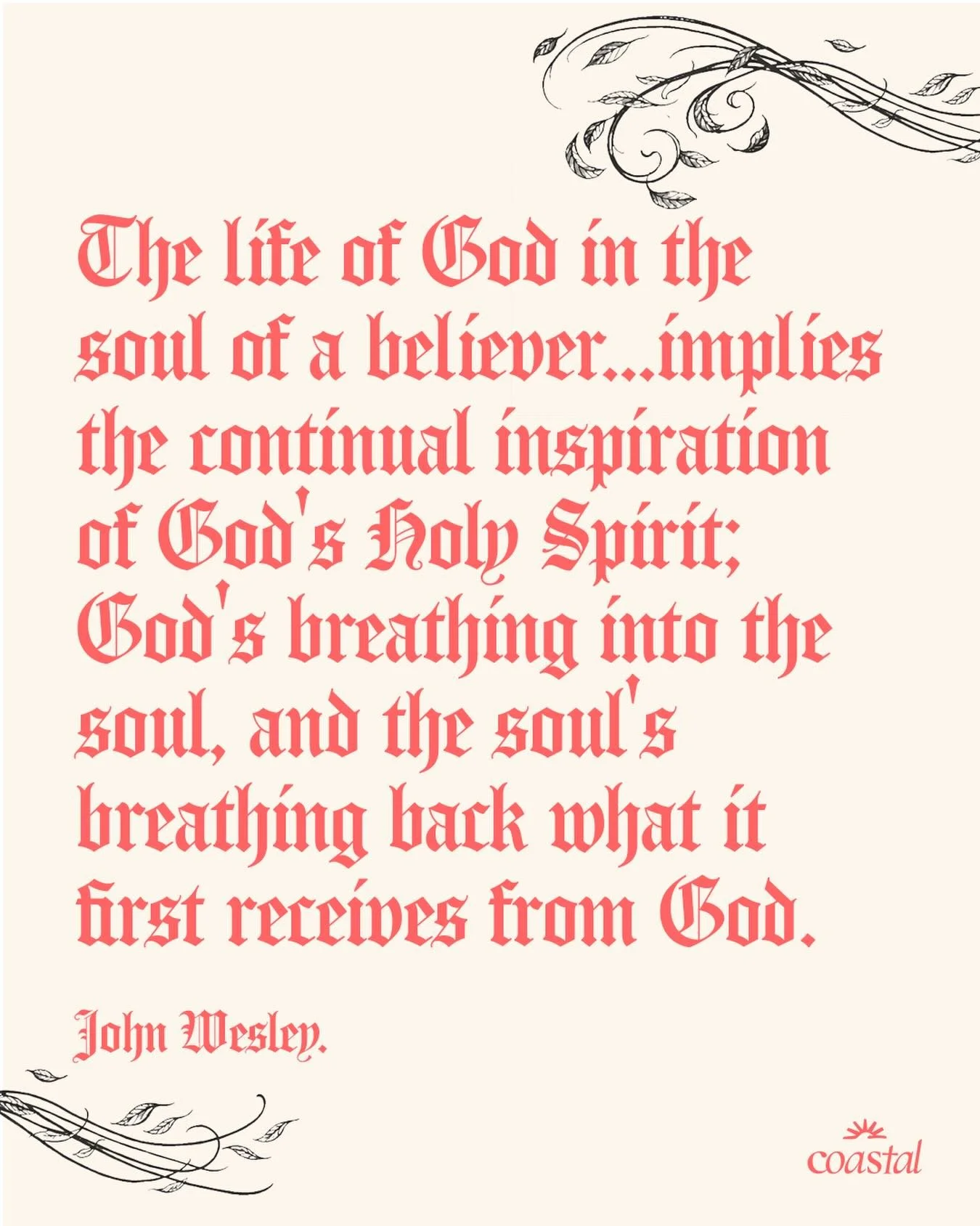 COASTAL | Come Holy Spirit

Check out this quote from last week&rsquo;s teaching&mdash;an invitation to breathe in the presence of God in unceasing presence. 

This week we continue in our series on the Holy Spirit, leaning into the empowerment for w