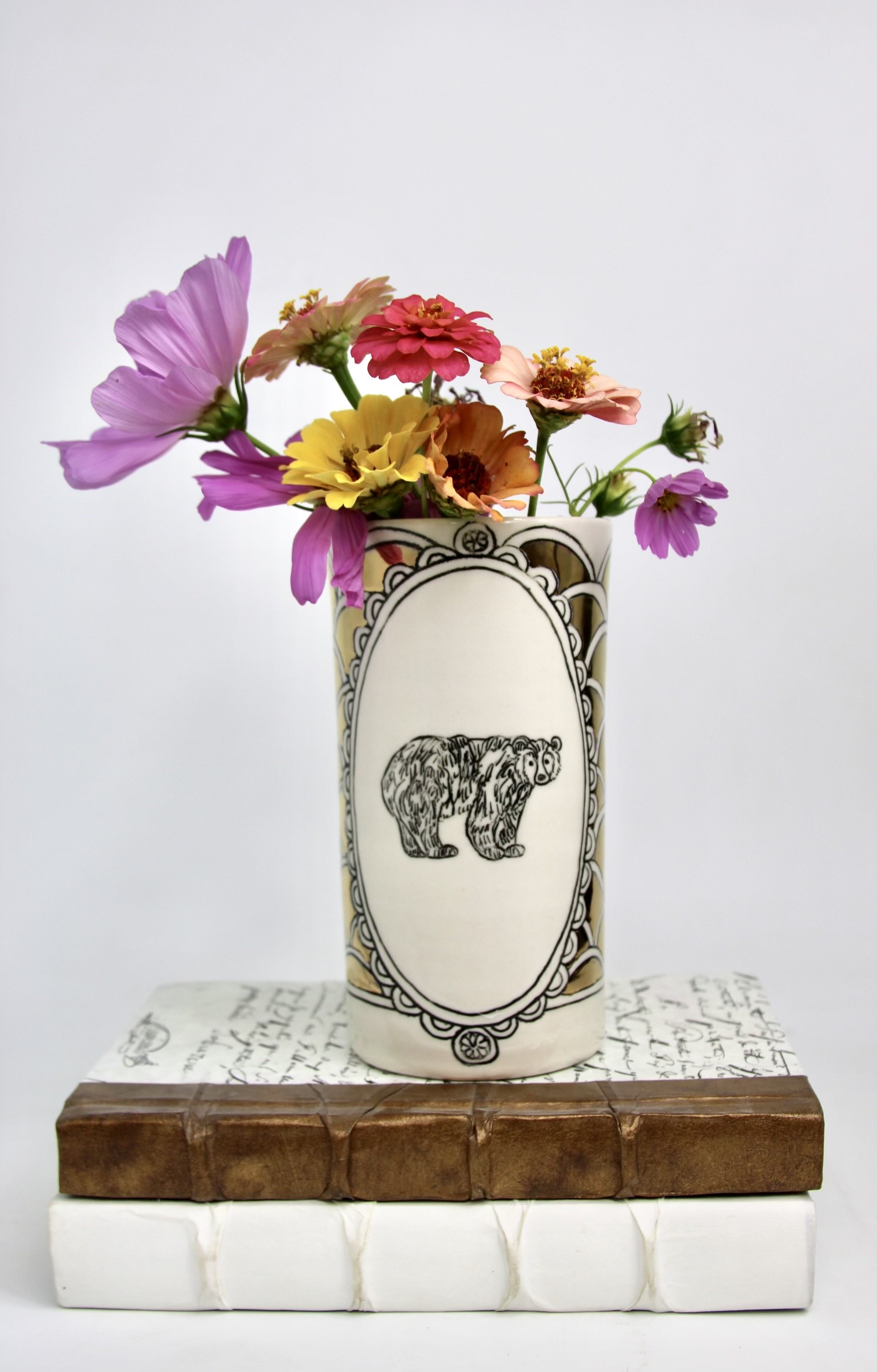 Bear Arch Gold Tall Vase